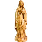 Rzeźbiona ręcznie drewniana statua Matki Bożej z Lourdes z Val Gardena