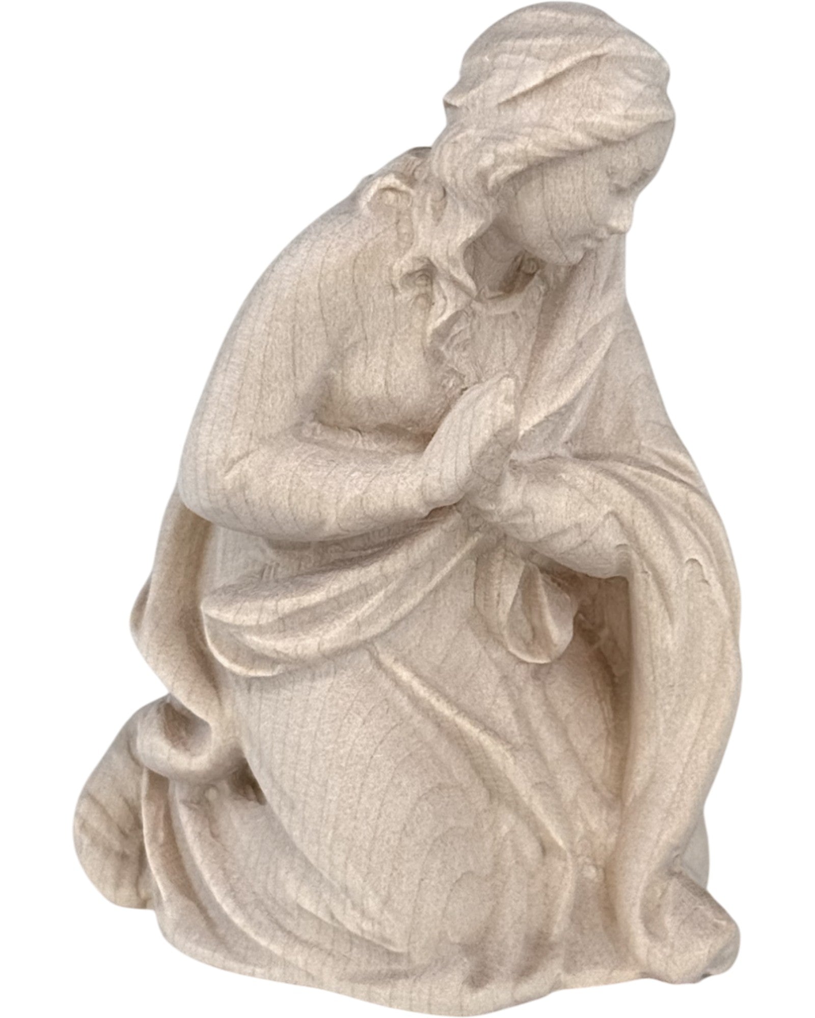 Statua-di-Maria-inginocchiata-in-preghiera-Scultura-in-Legno-dAcero-Val-Gardena
