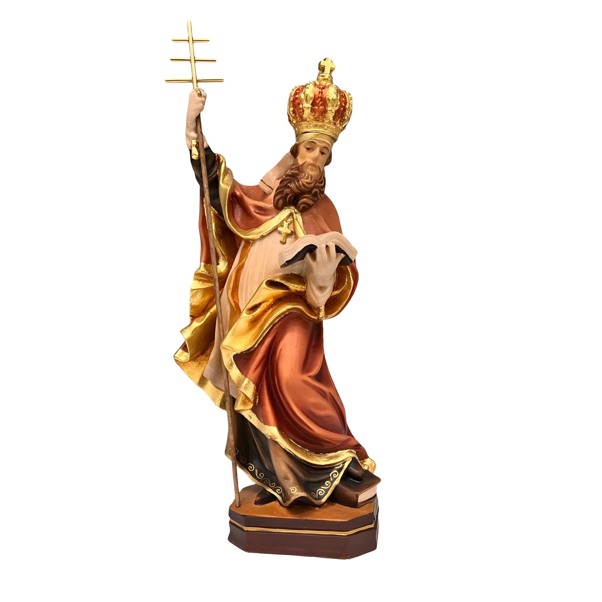 Estátua de São Celestino V, Papa e Eremita | Escultura Sacra em Madeira Val Gardena