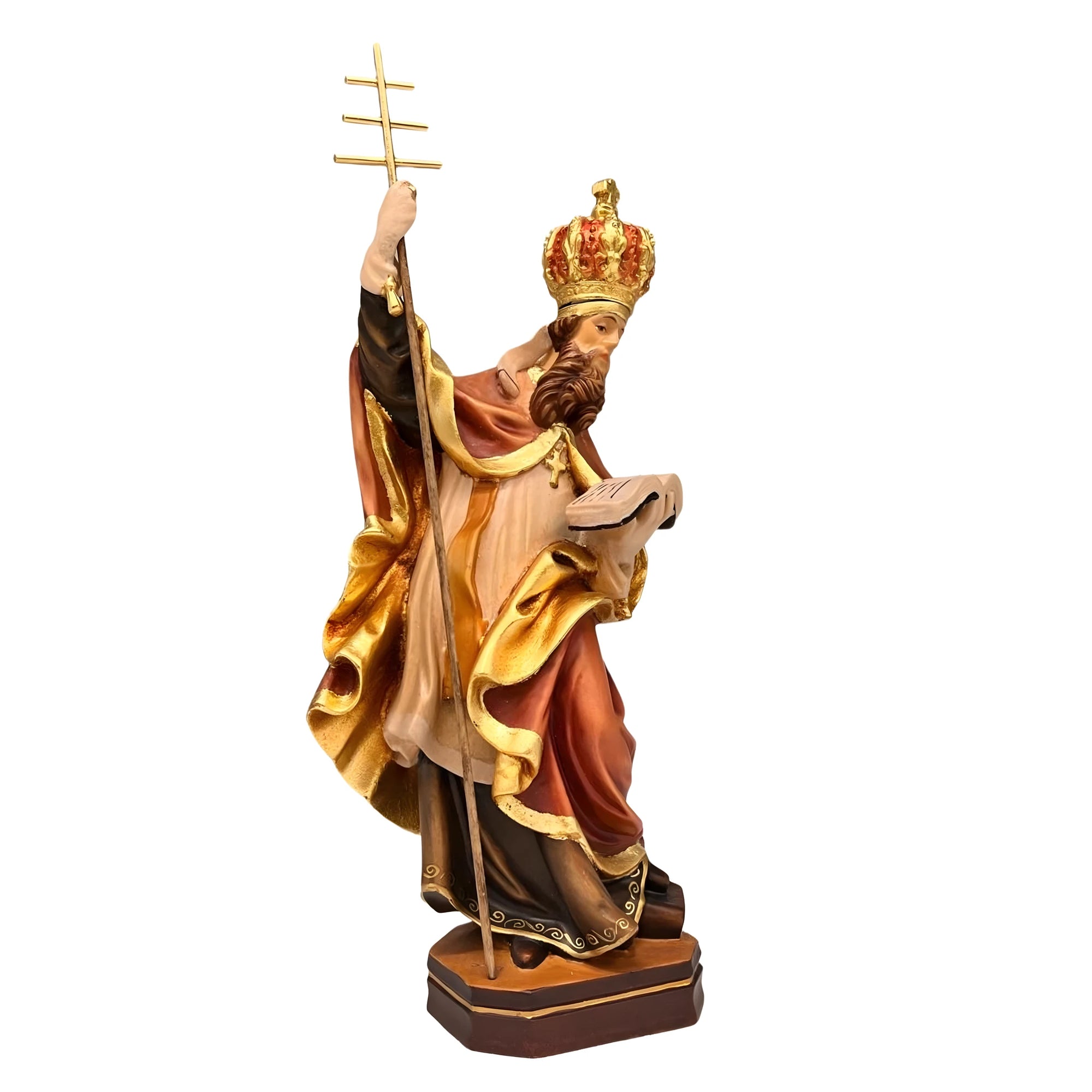 Estátua de São Celestino V, Papa e Eremita | Escultura Sacra em Madeira Val Gardena