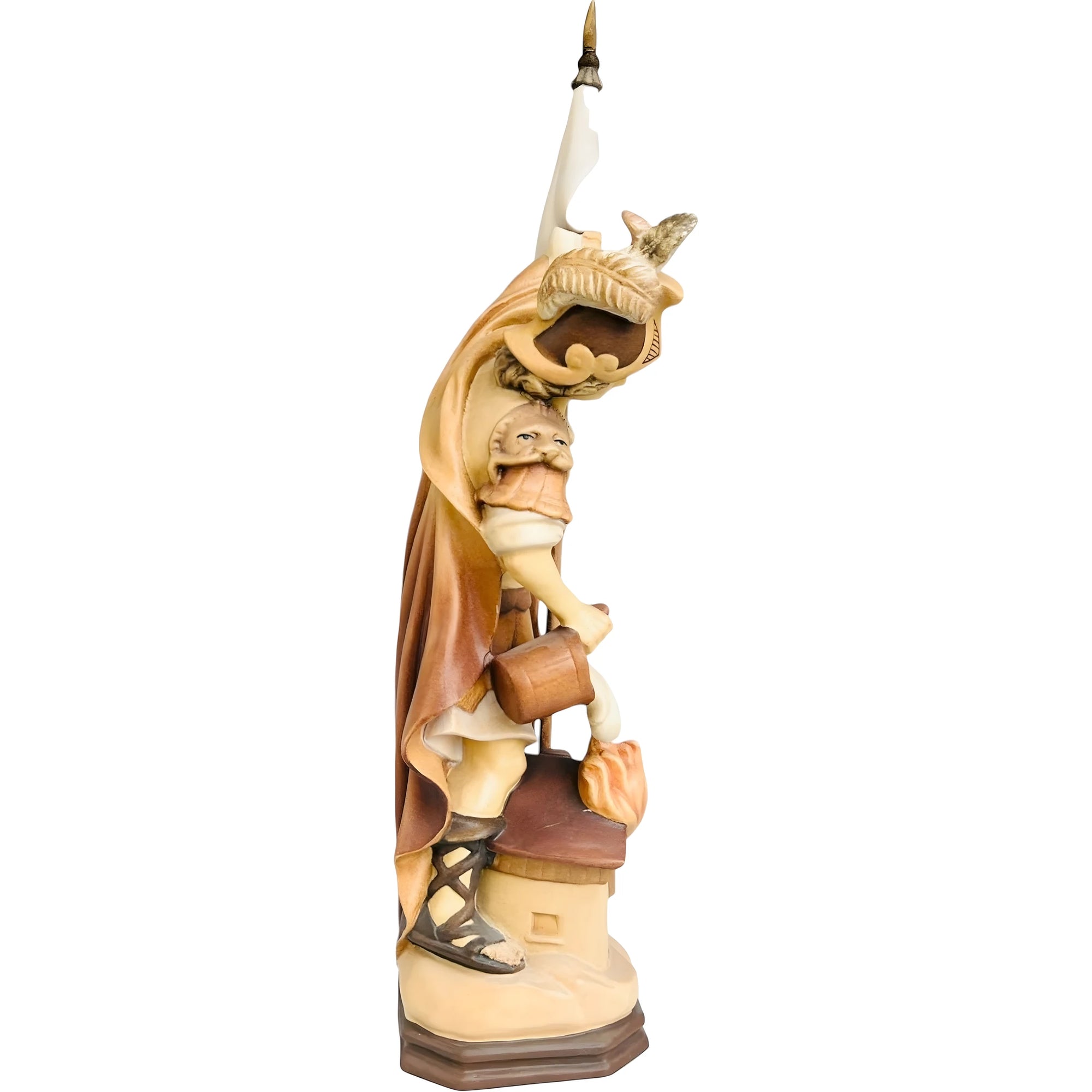 Statua di San Floriano Intagliata a Mano in Legno della Val Gardena