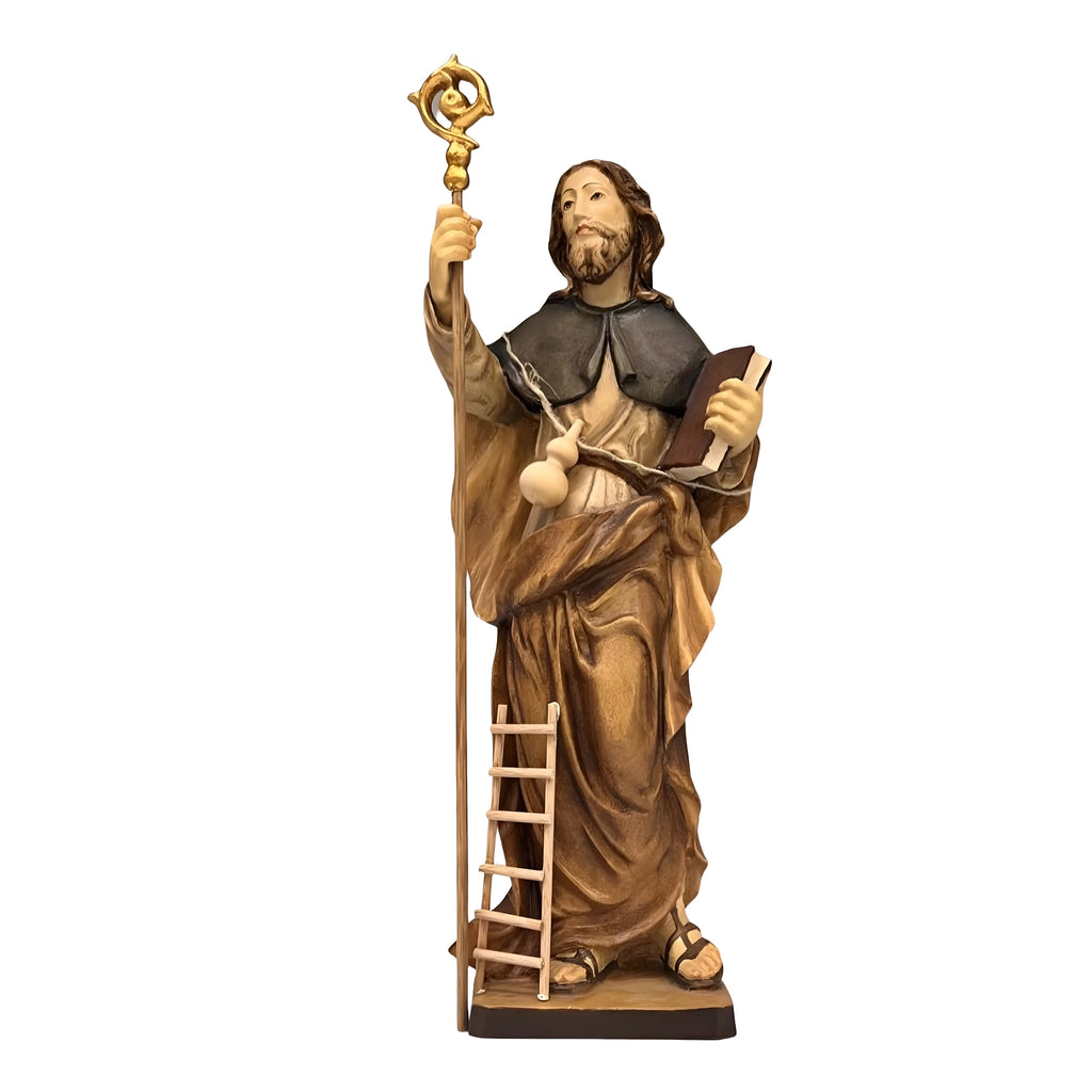 Statua-di-San-Giovanni-Climaco-in-Legno-Intagliato-Scultura-Artigianale-Val-Gardena