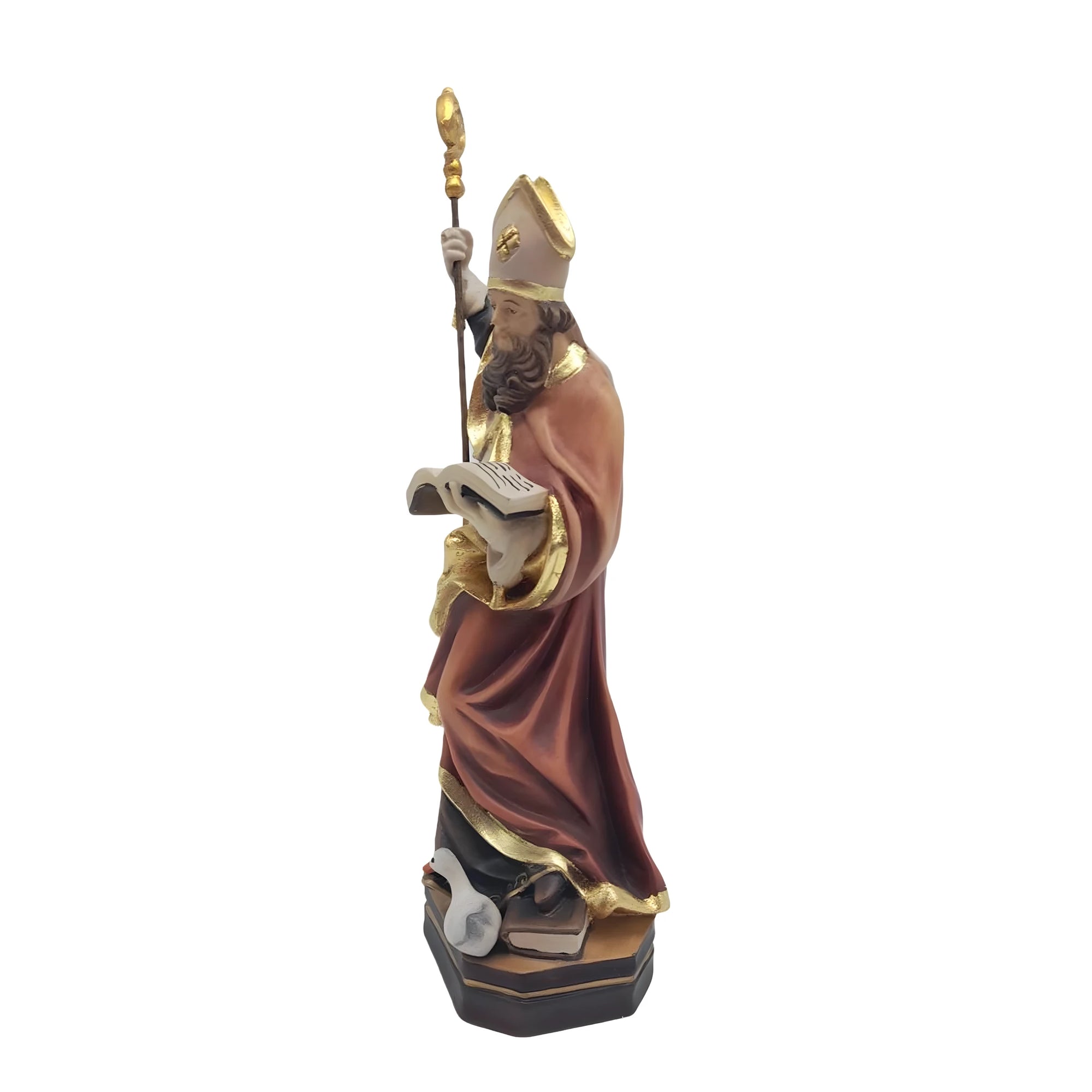 Statua di San Martino Vescovo in Legno con Oca | Val Gardena