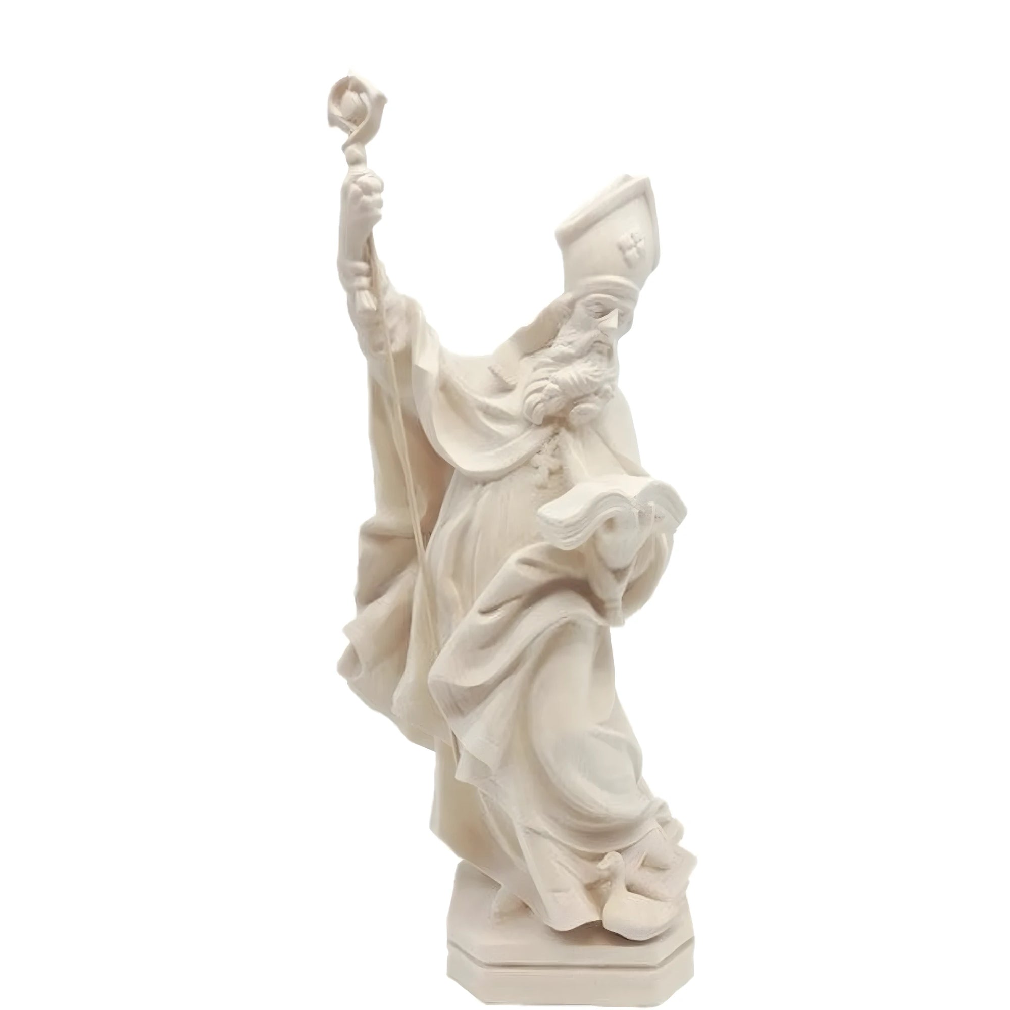 Statue des Heiligen Martin Biskop mit Gans aus Holz | Gröden
