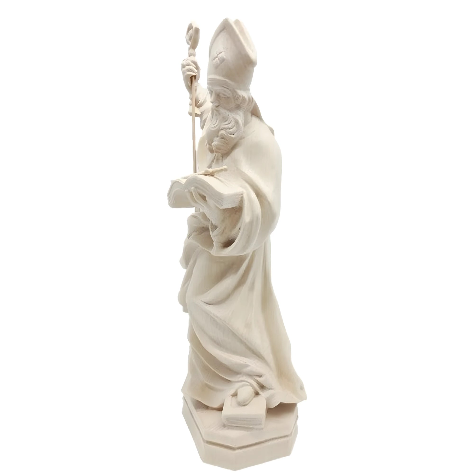 Statue des heiligen Maximilian, Bischof, mit Bischofsstab und Schwert aus Ahorn- und Lindenholz