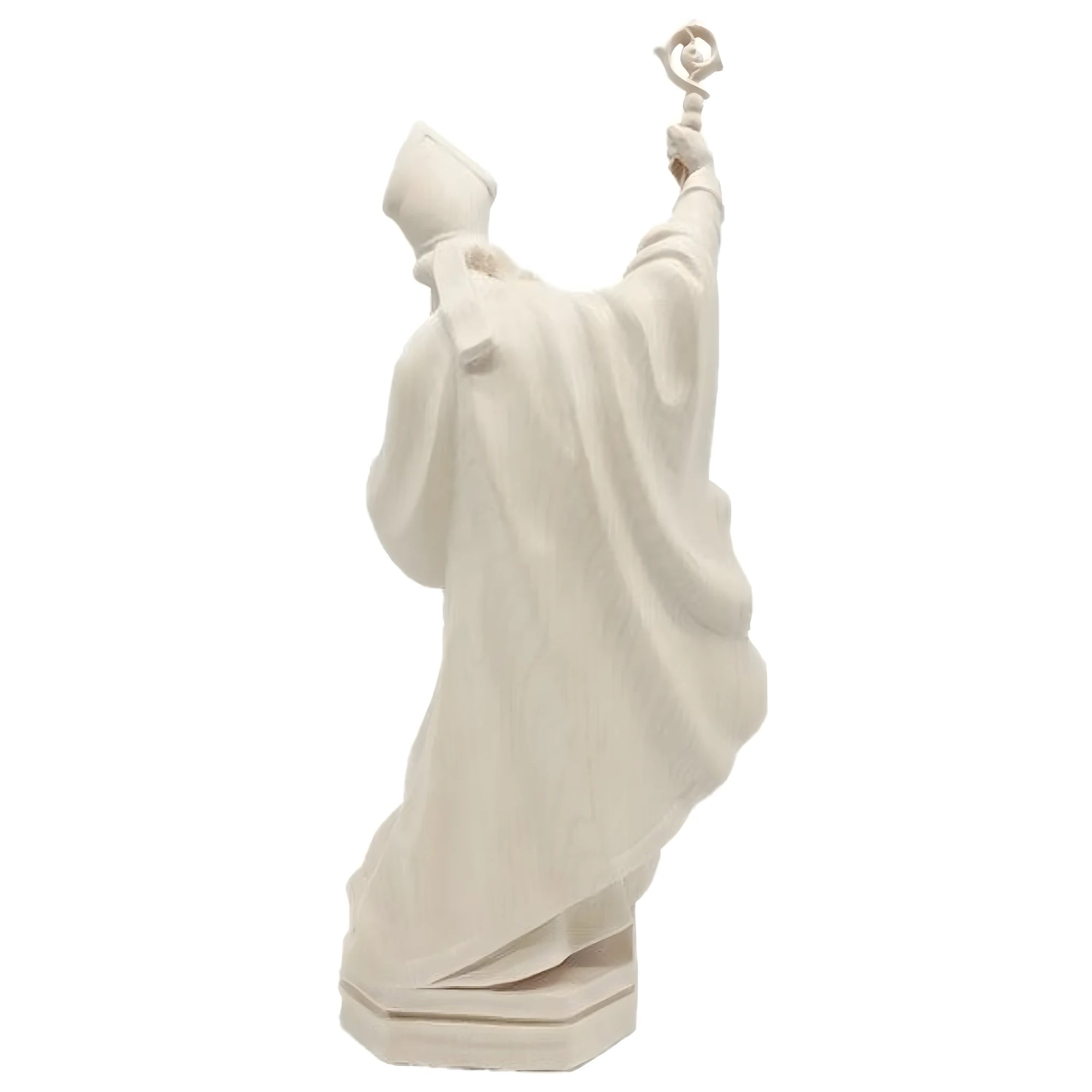 Statue des heiligen Maximilian, Bischof, mit Bischofsstab und Schwert aus Ahorn- und Lindenholz