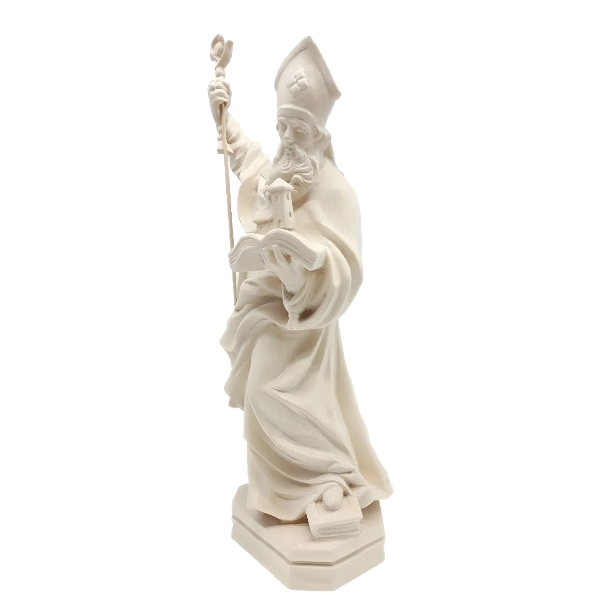 Statue des Heiligen Otto Bischof aus handgeschnitztem Holz | Gröden