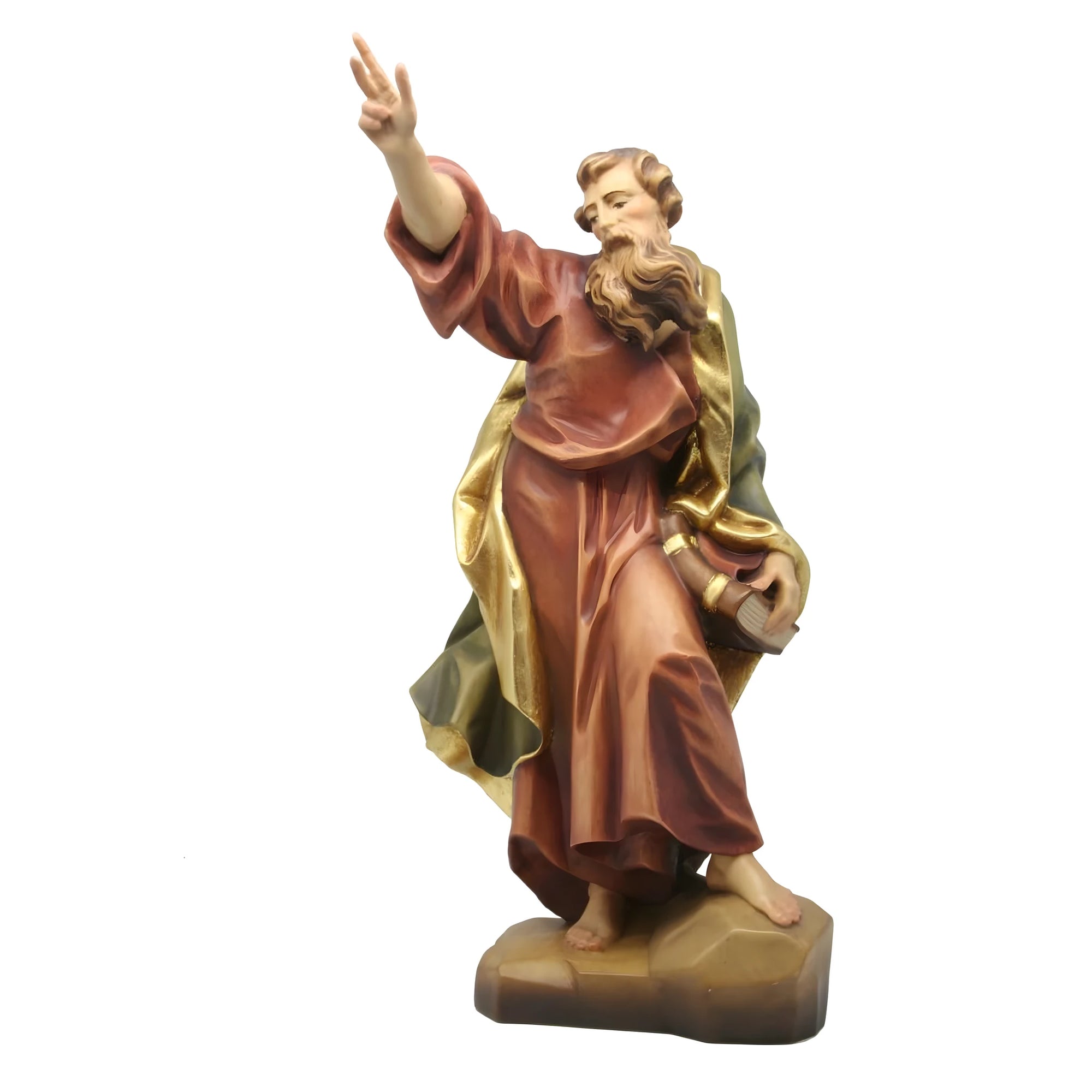 Statue of Saint Peter the Apostle, Hand-Carved and Painted in Val Gardena Wood