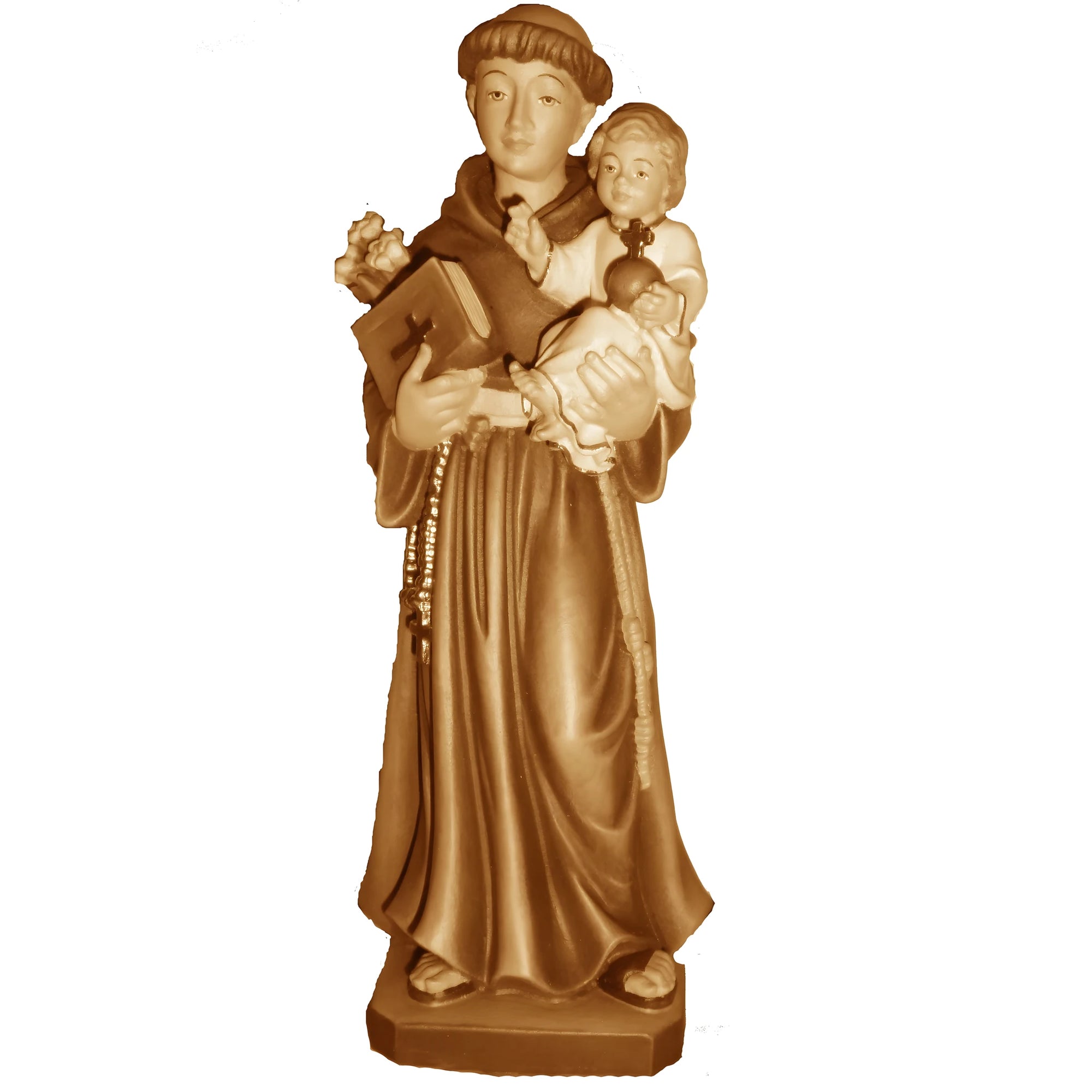 Statua di Sant'Antonio da Padova e Gesù Bambino scolpita in legno