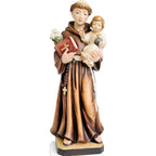 Estatua de San Antonio de Padua y el Niño Jesús tallada en madera