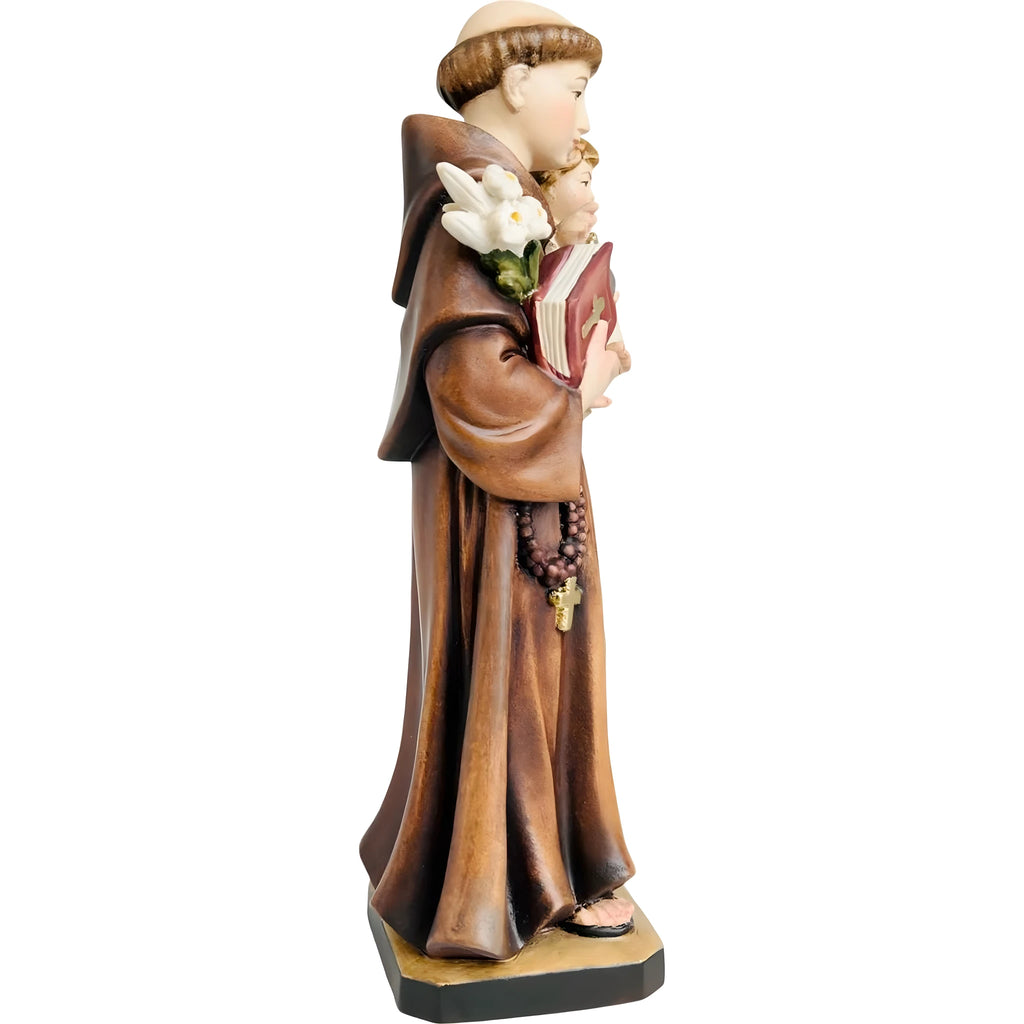 Estatua de San Antonio de Padua y el Niño Jesús tallada en madera