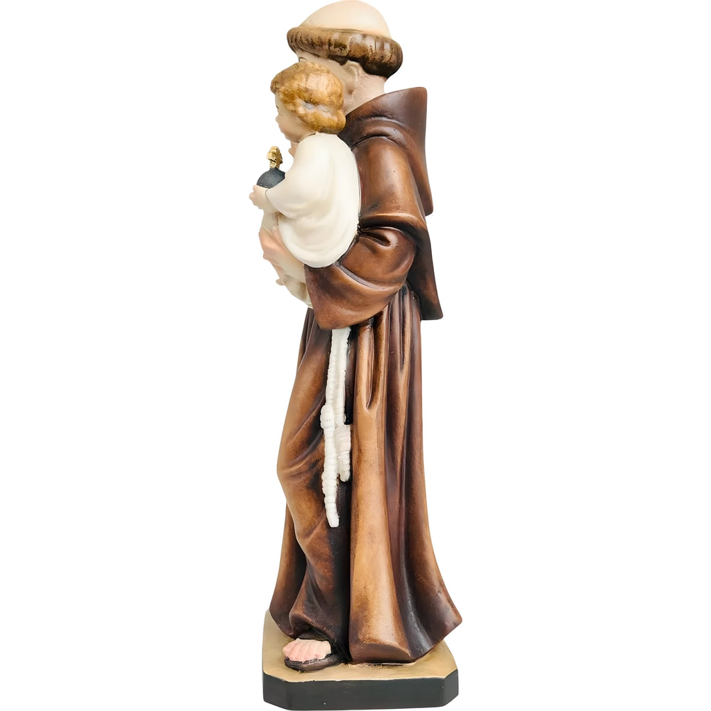 Estatua de San Antonio de Padua y el Niño Jesús tallada en madera