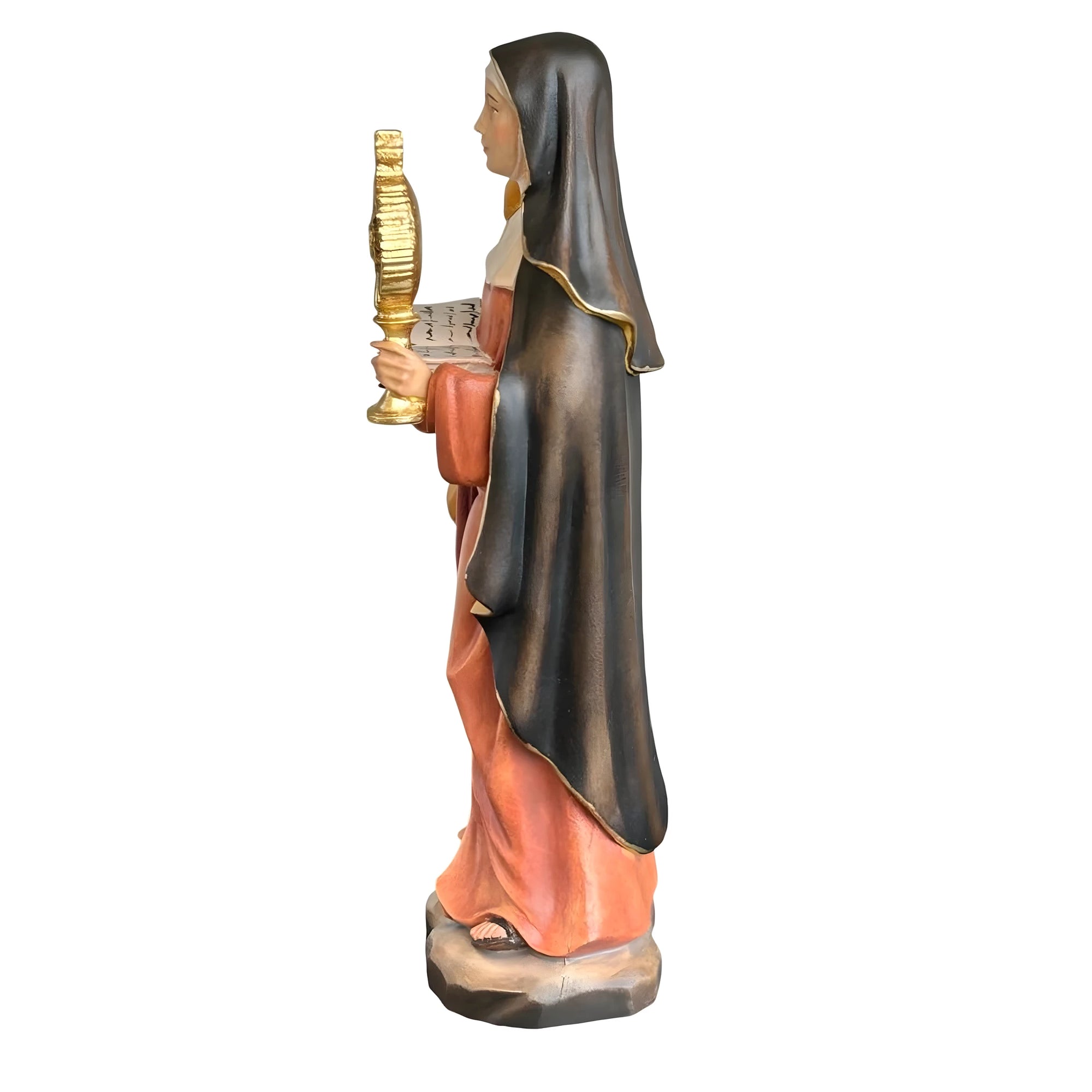 Statue of Saint Clare of Assisi with Monstrance in Wood Carved in Val Gardena