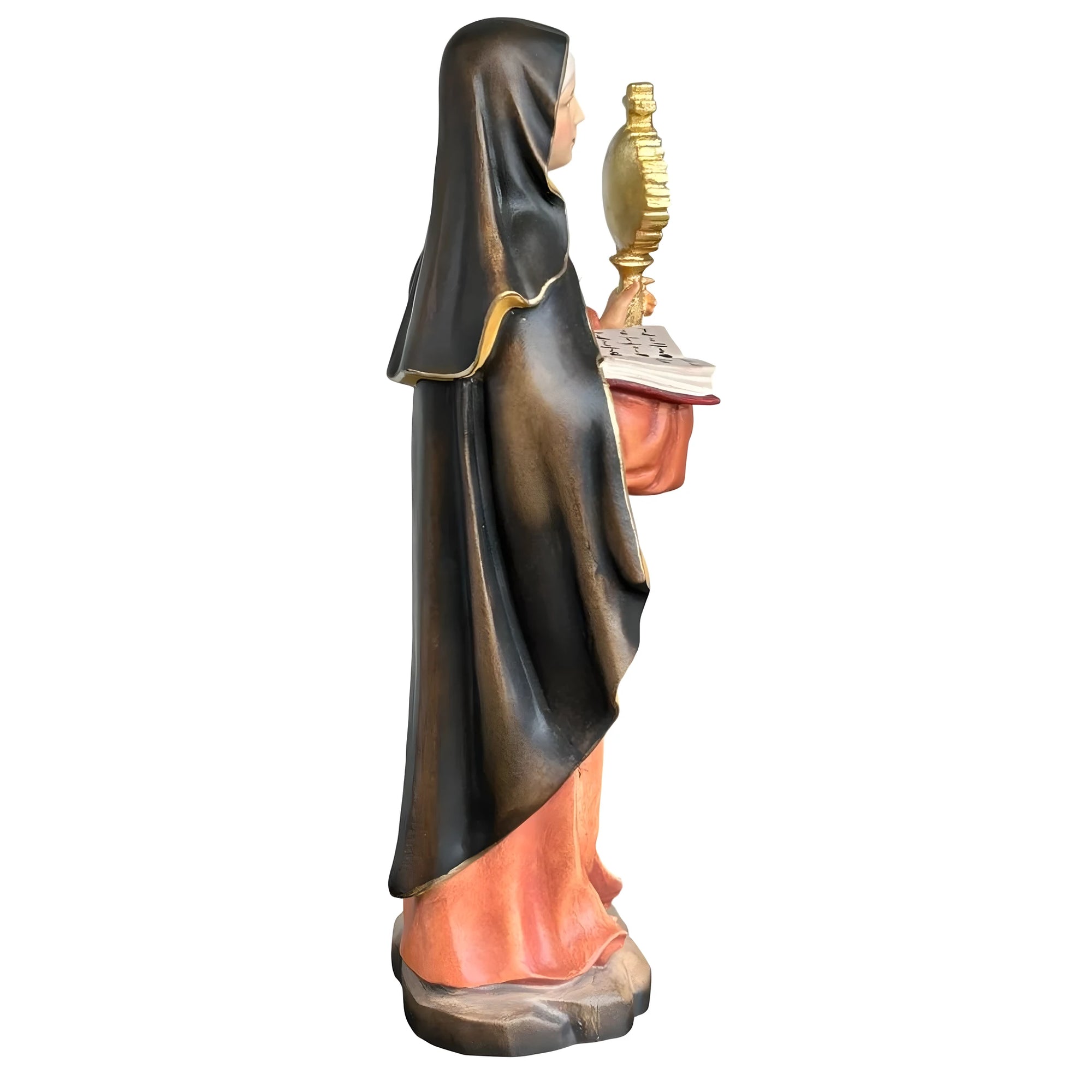 Statue of Saint Clare of Assisi with Monstrance in Wood Carved in Val Gardena
