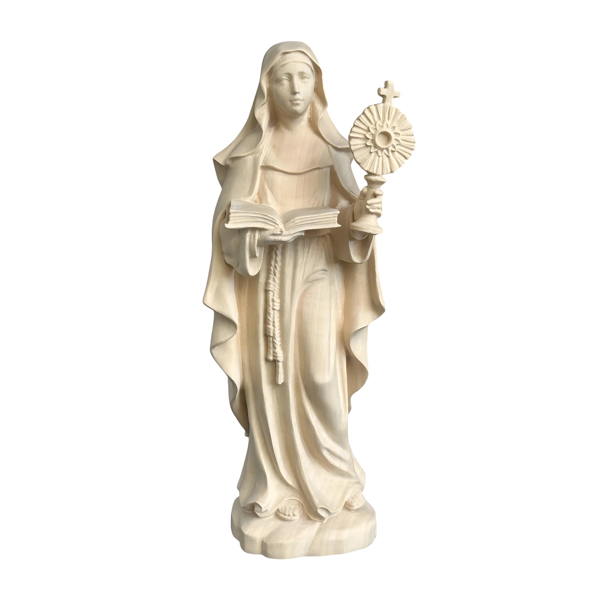 Statue of Saint Clare of Assisi with Monstrance in Wood Carved in Val Gardena