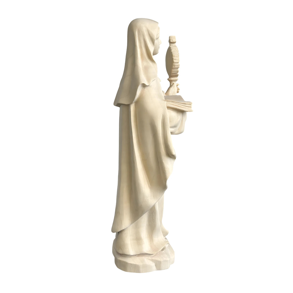 Statue de Sainte Claire d'Assise avec Ostensoir en Bois sculptée dans le Val Gardena