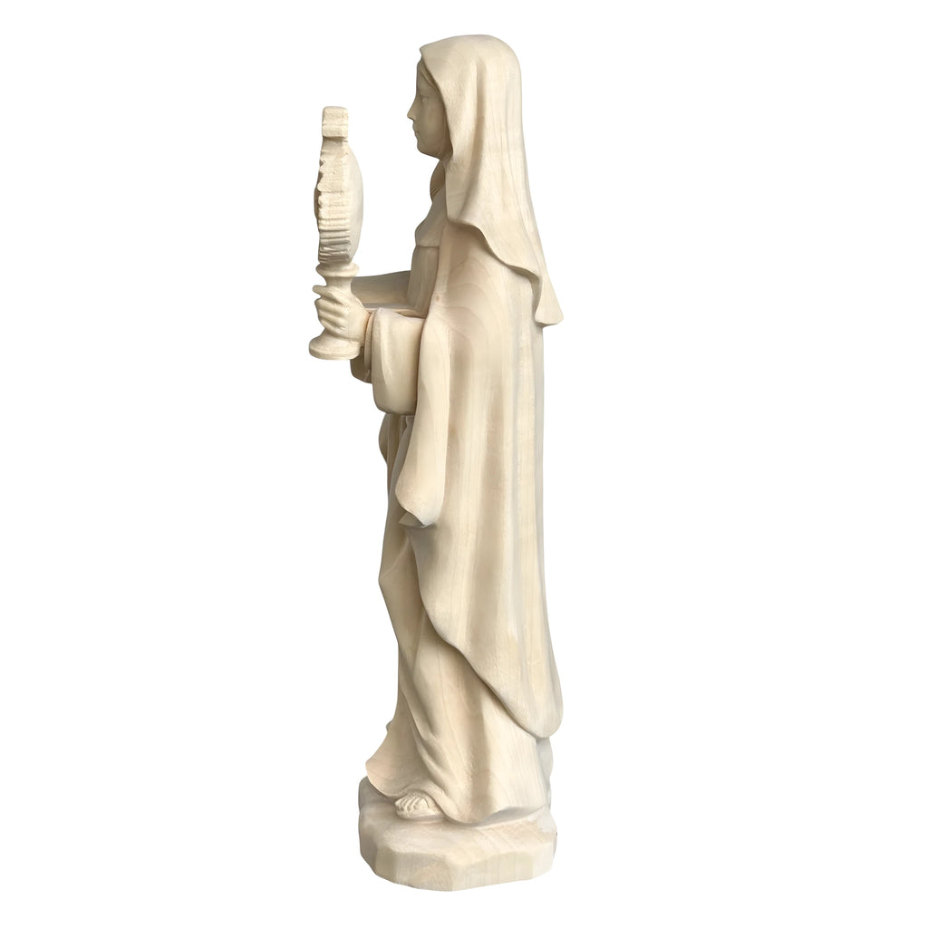 Statue de Sainte Claire d'Assise avec Ostensoir en Bois sculptée dans le Val Gardena
