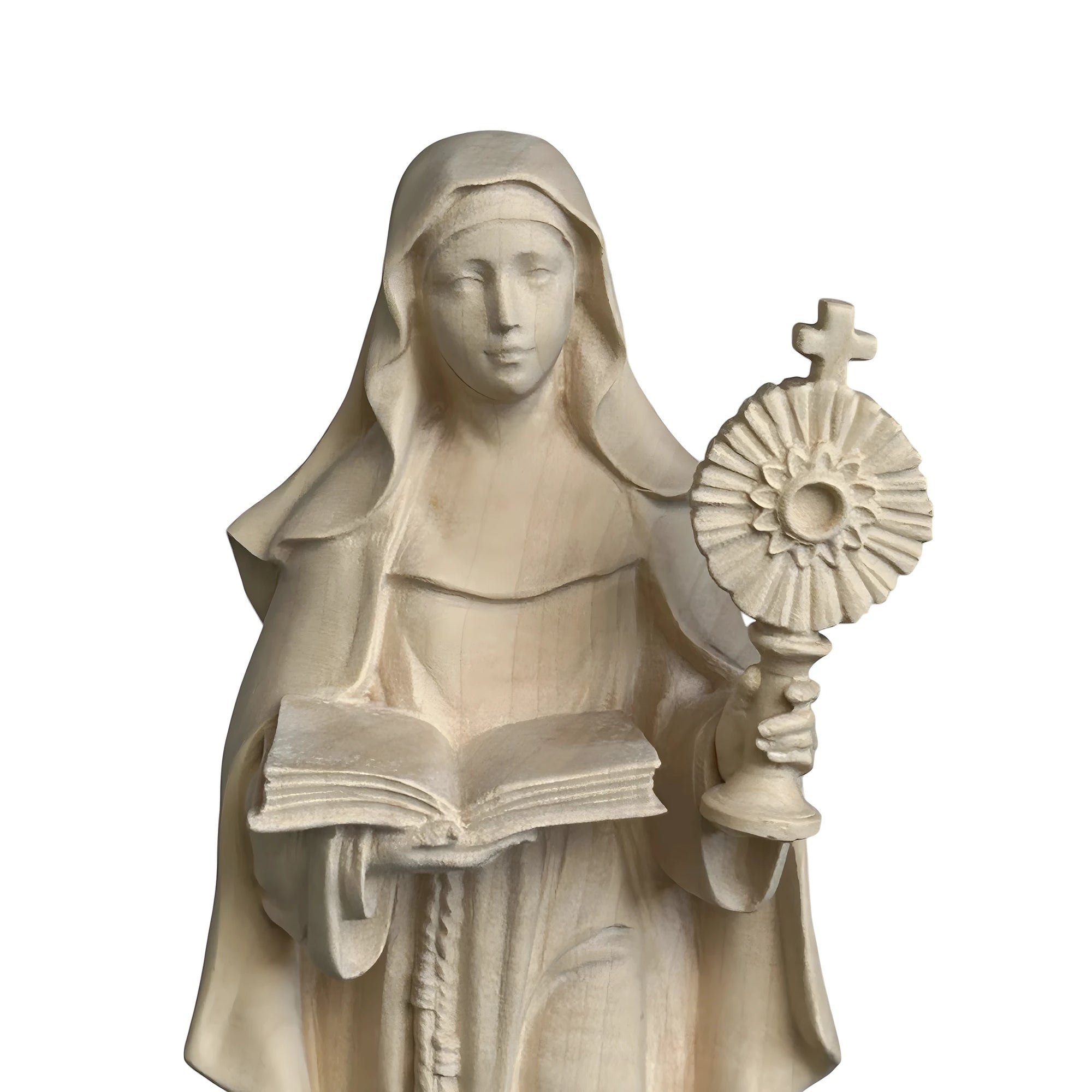 Statue of Saint Clare of Assisi with Monstrance in Wood Carved in Val Gardena