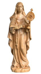 Statue de Sainte Claire d'Assise avec Ostensoir en Bois sculptée dans le Val Gardena