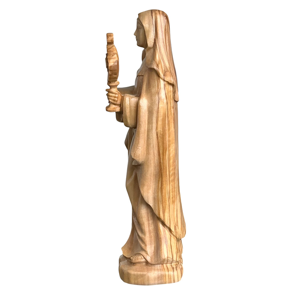 Statue de Sainte Claire d'Assise avec Ostensoir en Bois sculptée dans le Val Gardena