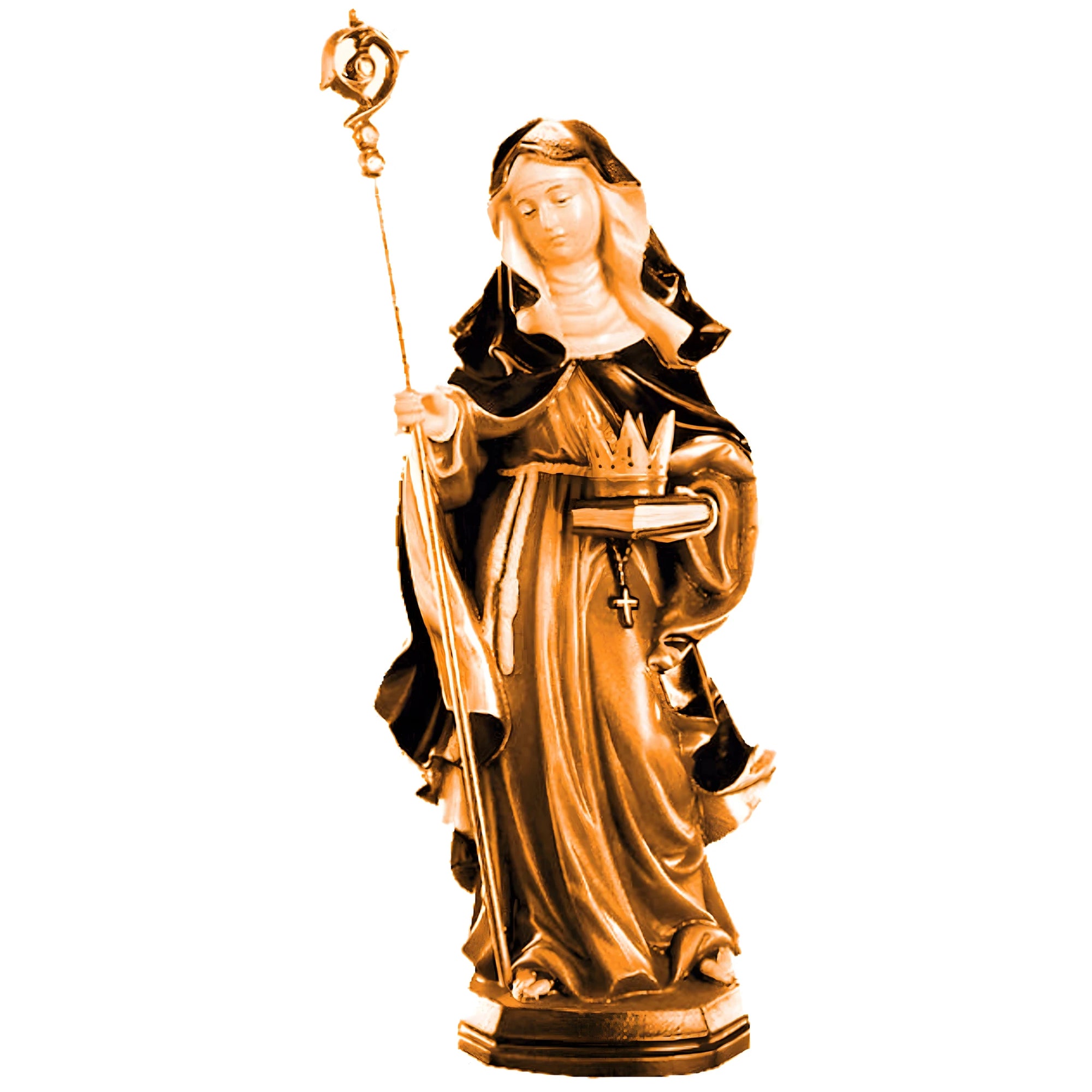 Wooden Statue of Saint Crescentia, Hand Carved in Val Gardena