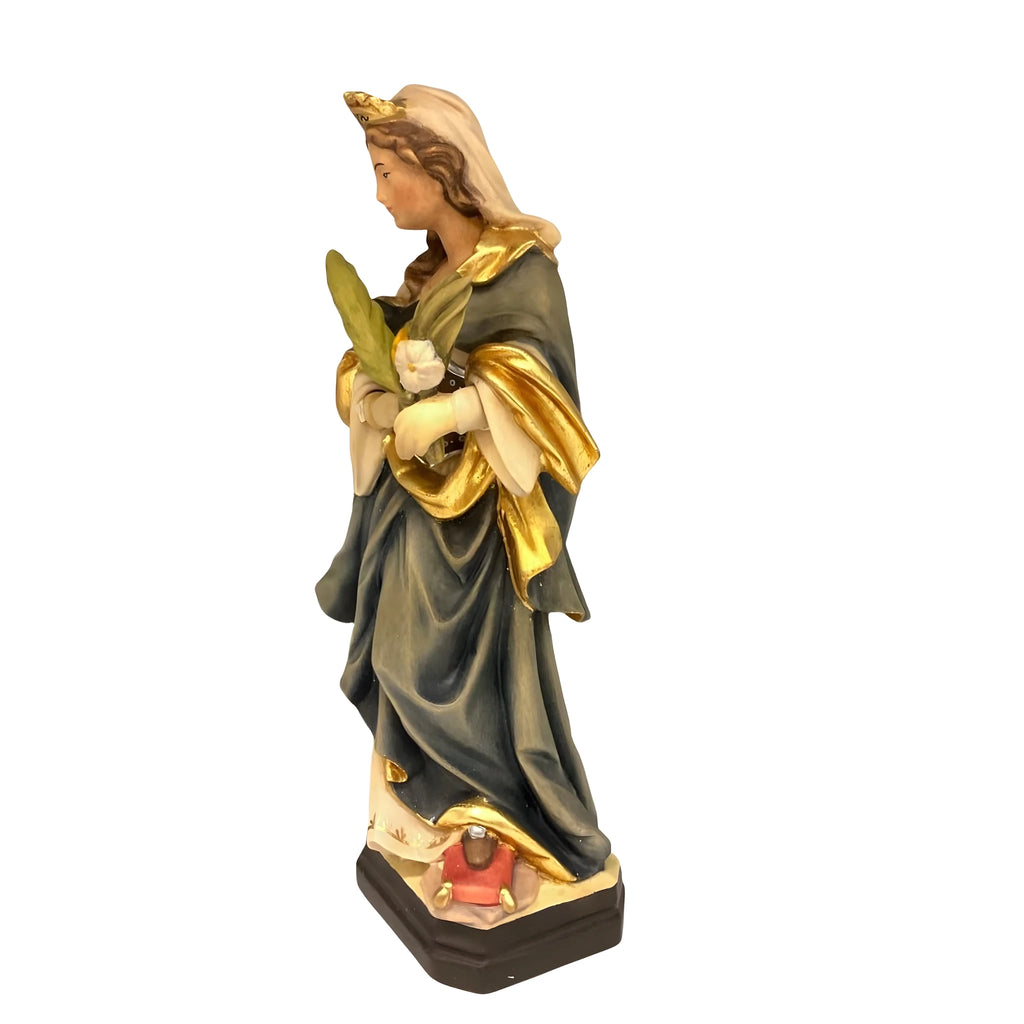 Rzeźbiona ręcznie drewniana statuetka Św. Doroty | Rzemiosło z Val Gardeny
