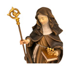 Statua Świętej Ermengardy z koroną z drewna z Val Gardena