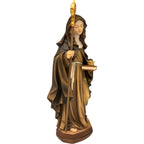 Statua Świętej Ermengardy z koroną z drewna z Val Gardena