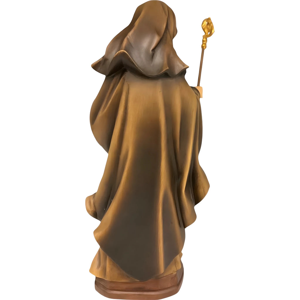 Statua Świętej Ermengardy z koroną z drewna z Val Gardena