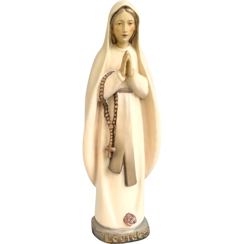 Estatua y Figurilla de la Virgen de Lourdes de Madera Artesanal Val Gardena