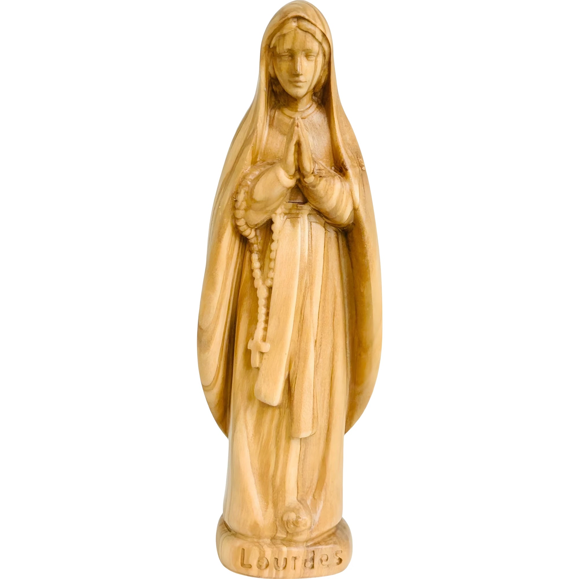 Our Lady of Lourdes Statue and Figurine in Hand-carved Val Gardena Wood
