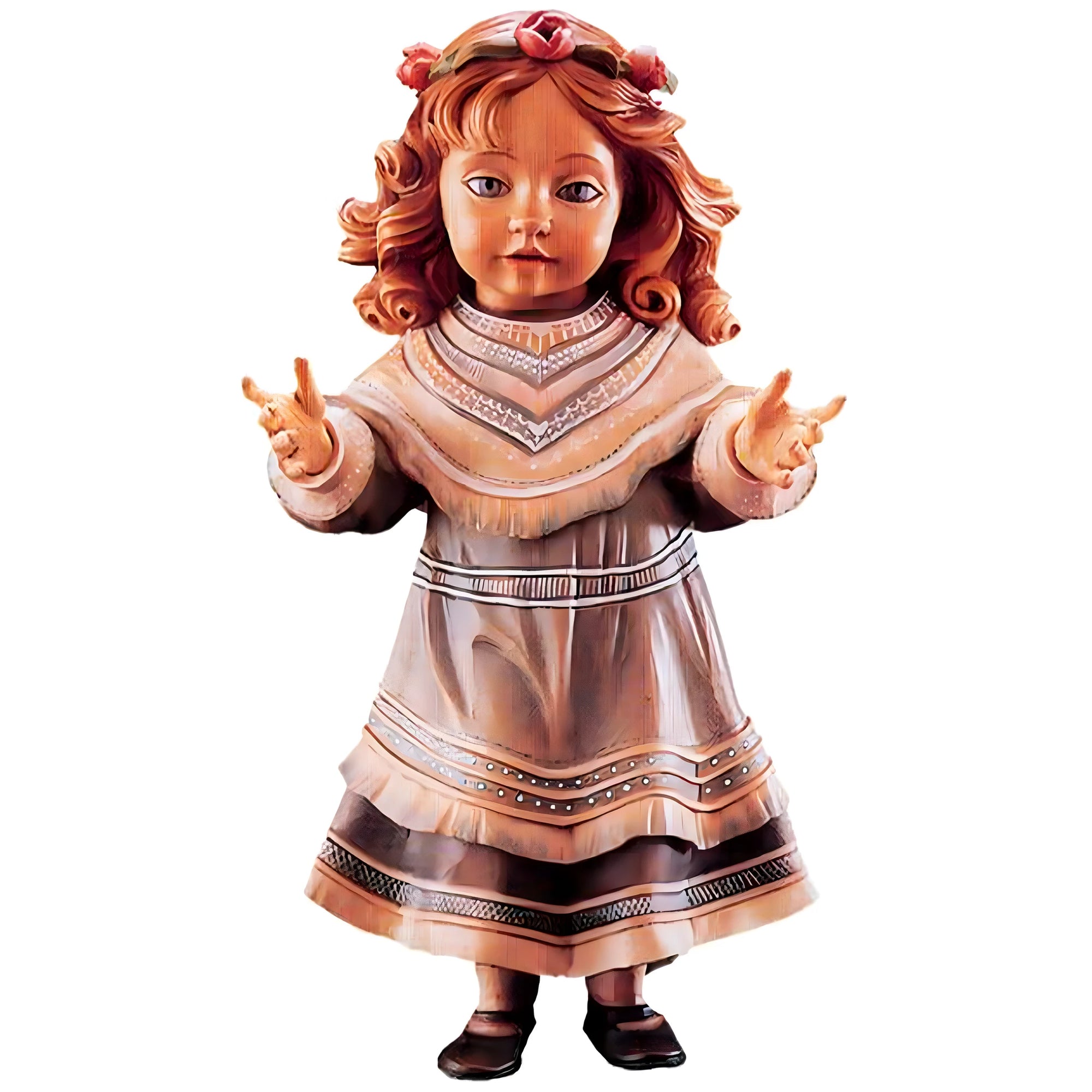 Wooden Statue Karin Child: Val Gardena Artisan Sculpture