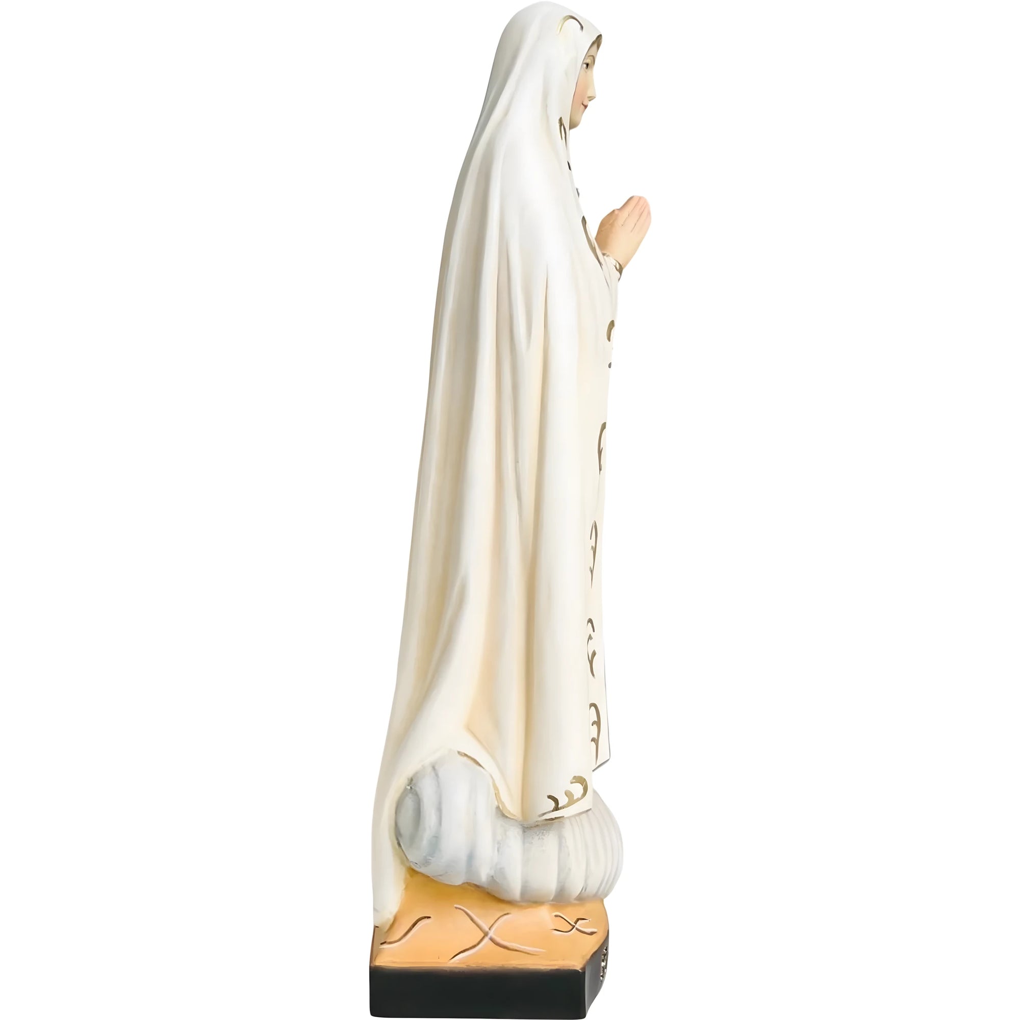 Marienstatue aus Holz, pilgernde Madonna von Fátima, handgeschnitzt in Gröden