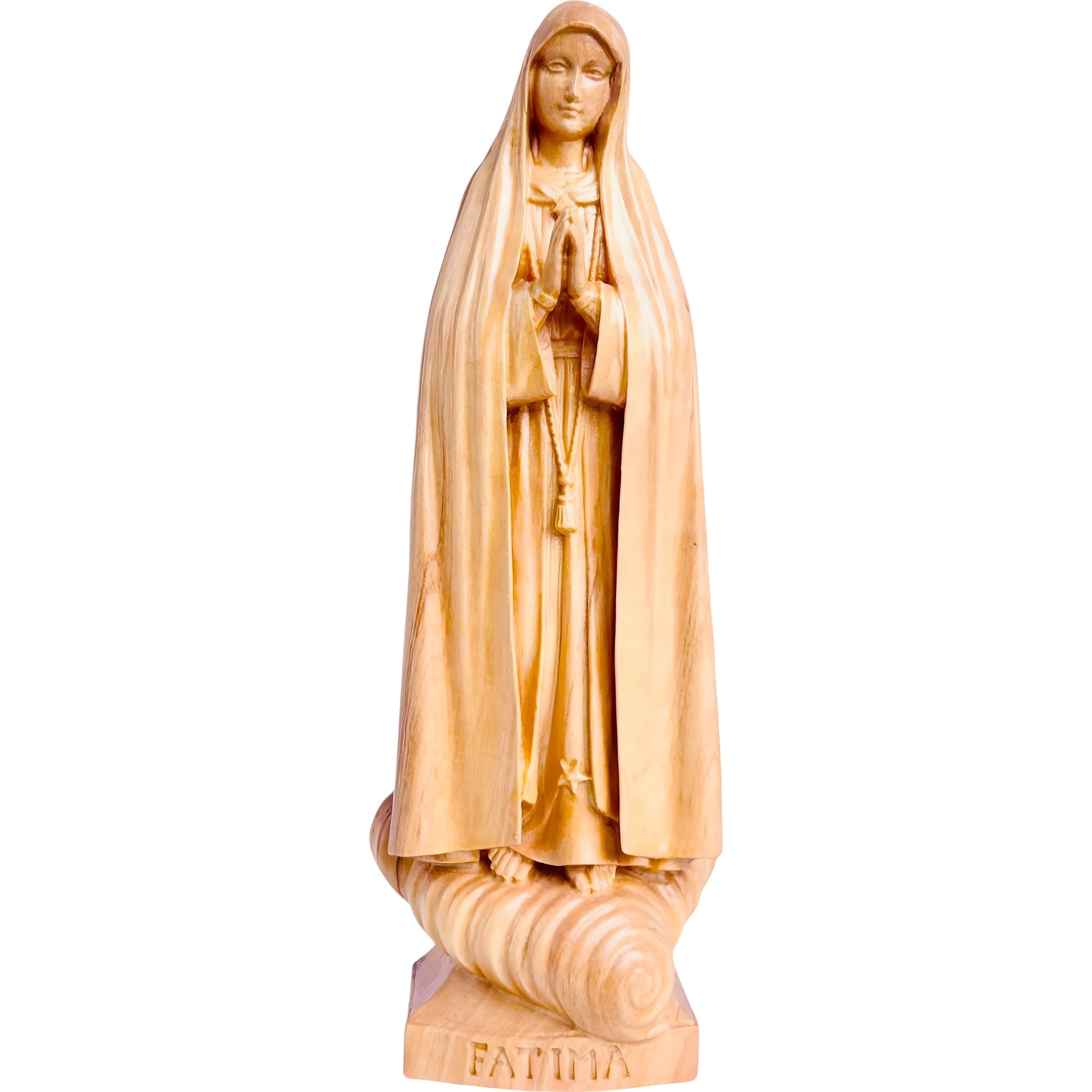 Hand-carved Wooden Statue of Our Lady of Fátima Pilgrim from Val Gardena