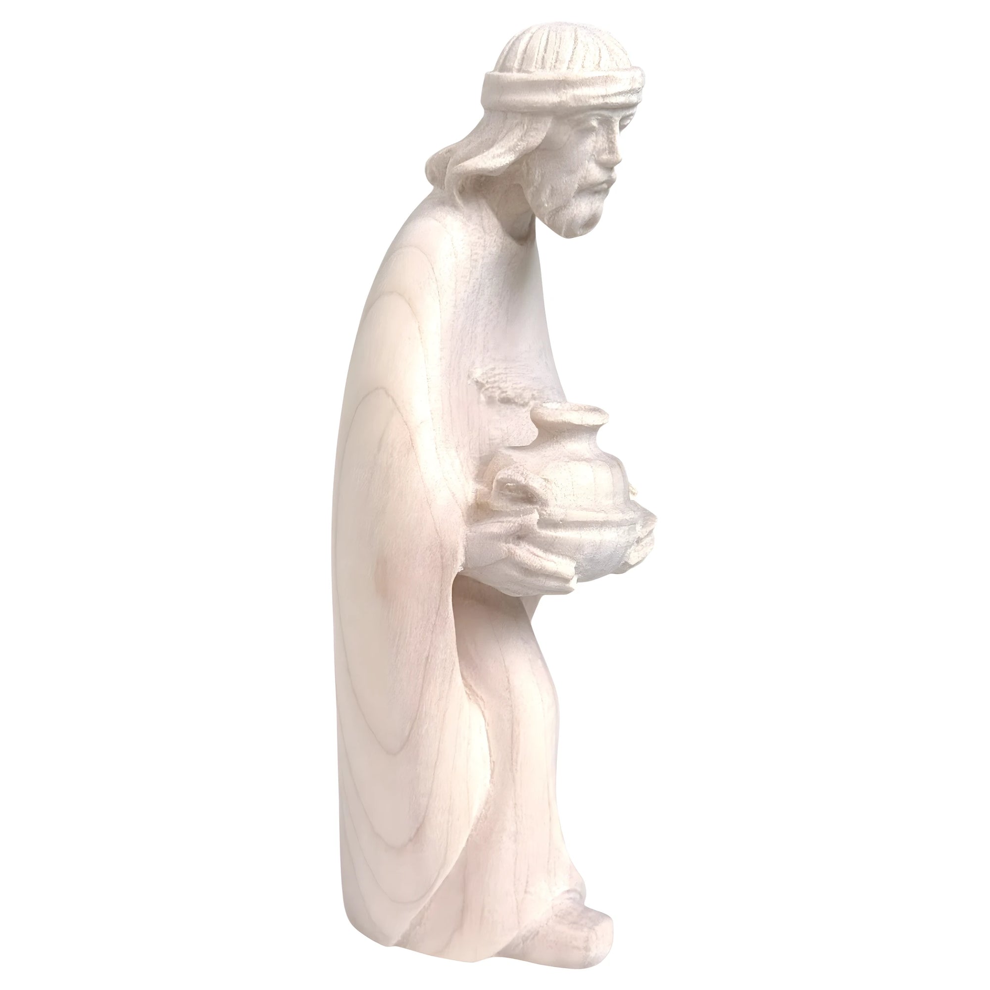 Wooden Statue Shepherd with Vase | Sacred Handicraft Val Gardena