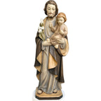 Statua in Legno San Giuseppe con Gesù Bambino e il Giglio Policromo