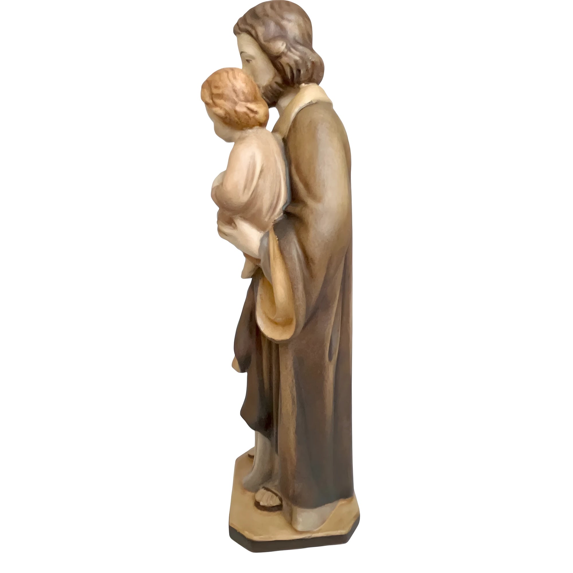 Statua in Legno San Giuseppe con Gesù Bambino e il Giglio Policromo