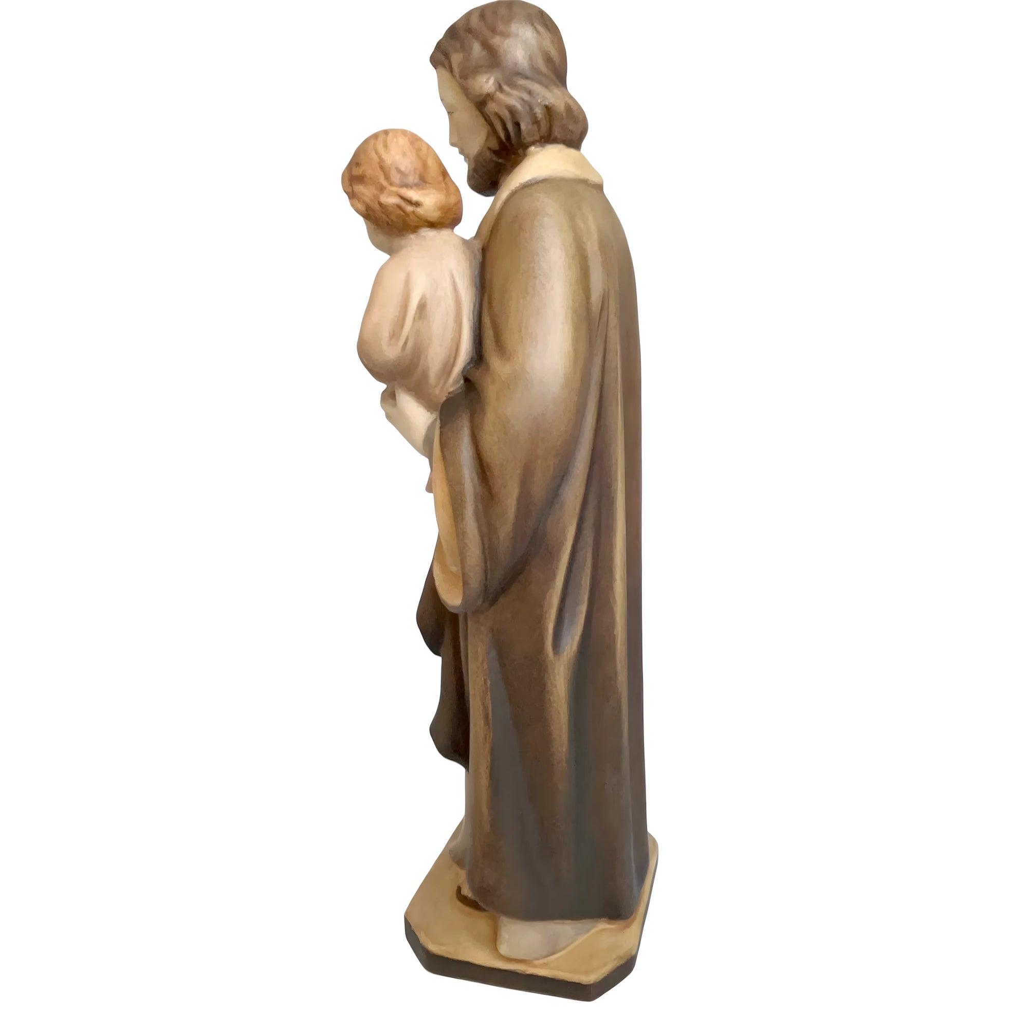Statua in Legno San Giuseppe con Gesù Bambino e il Giglio Policromo