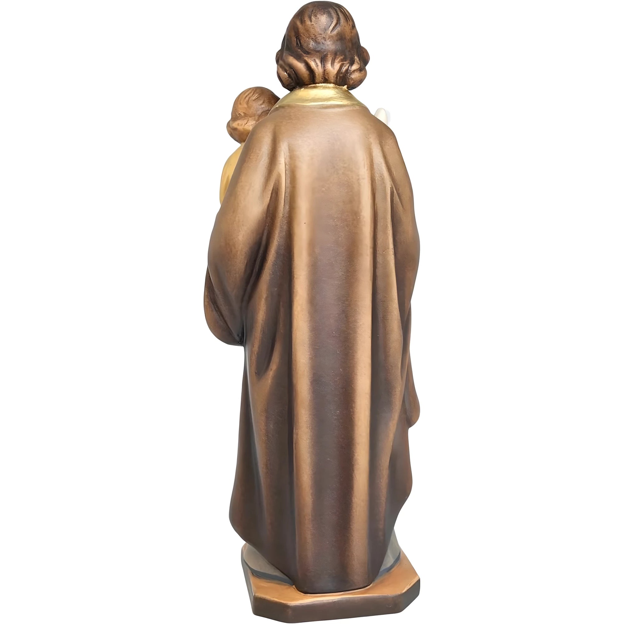 Statua in Legno San Giuseppe con Gesù Bambino e il Giglio Policromo