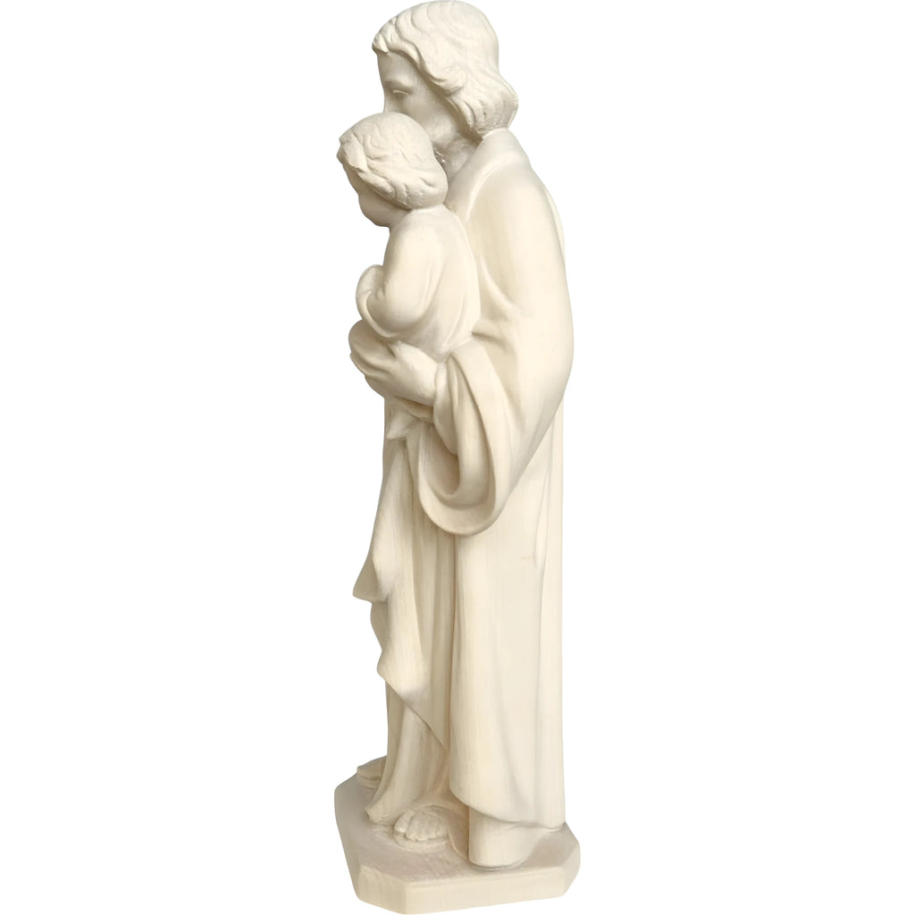 Statua in Legno San Giuseppe con Gesù Bambino e il Giglio Policromo