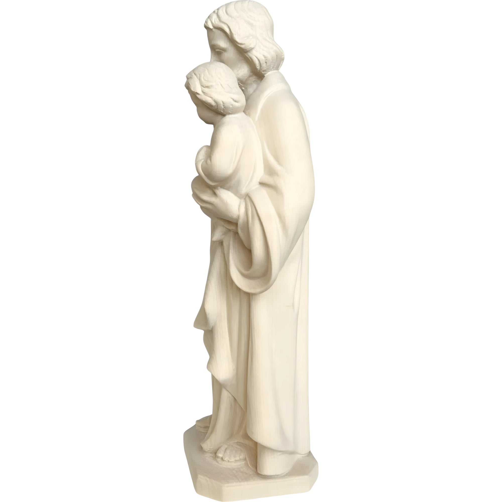 Statua in Legno San Giuseppe con Gesù Bambino e il Giglio Policromo