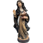 Statue Sainte Monique en Bois avec Petit Bateau, Sculptée et Peinte à la Main