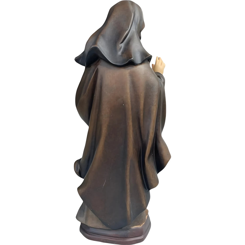 Statue Sainte Monique en Bois avec Petit Bateau, Sculptée et Peinte à la Main