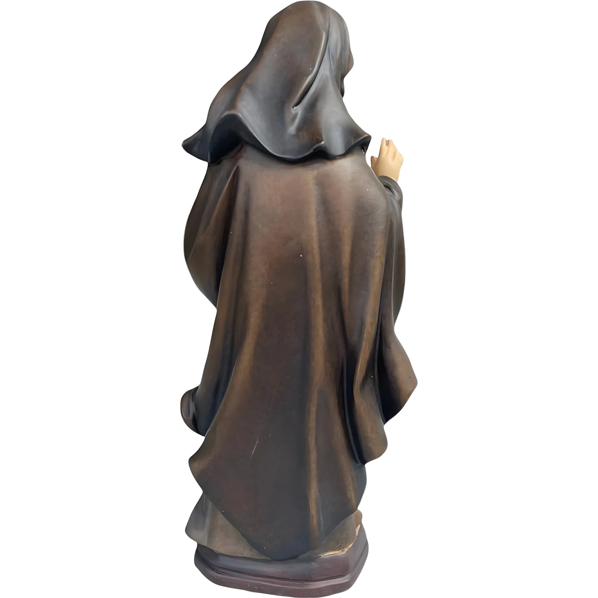 Hand-Carved and Painted Wooden Statue of Santa Monica with Little Boat