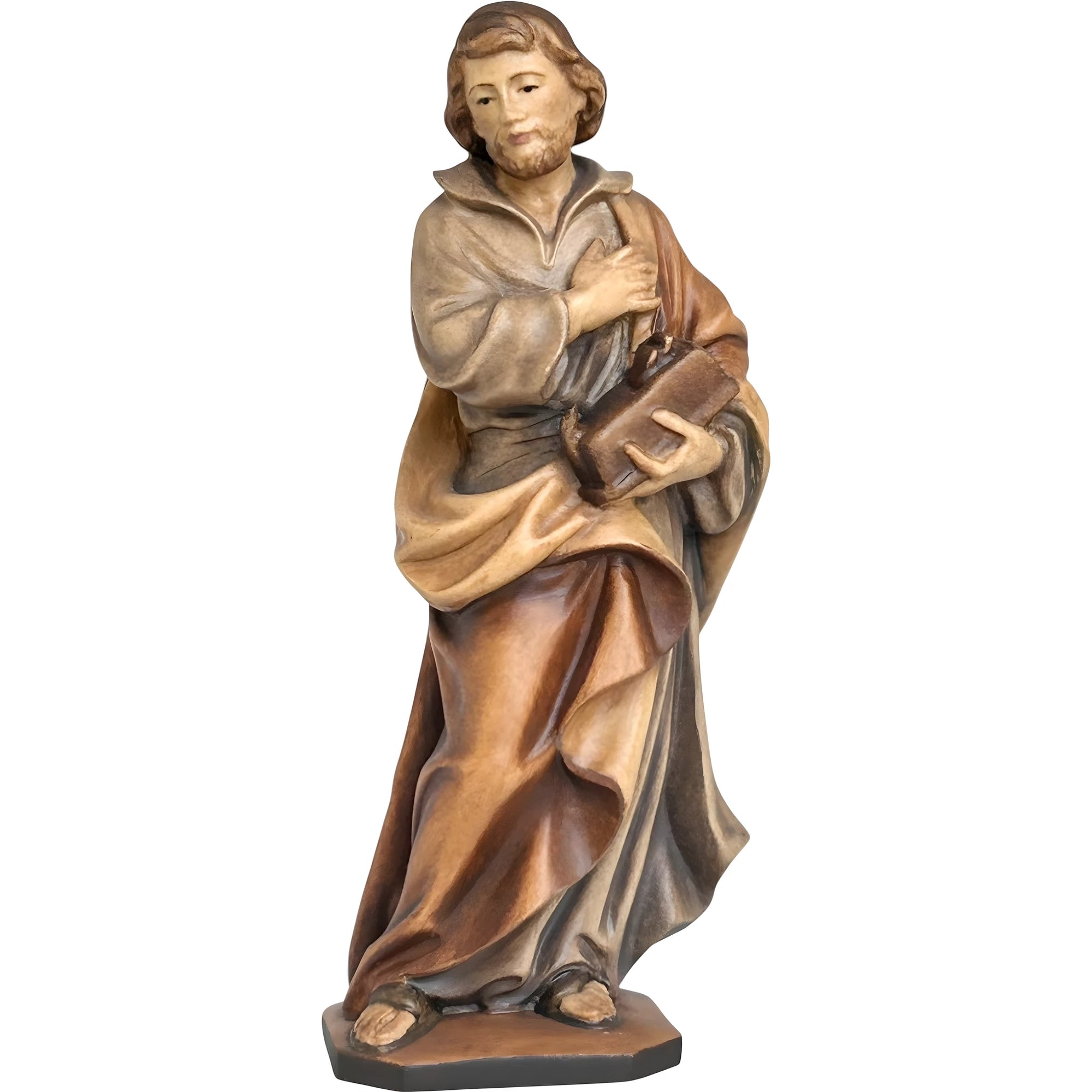 Statua in Legno di San Giuseppe Lavoratore dipinta a mano | Arte Sacra Val Gardena