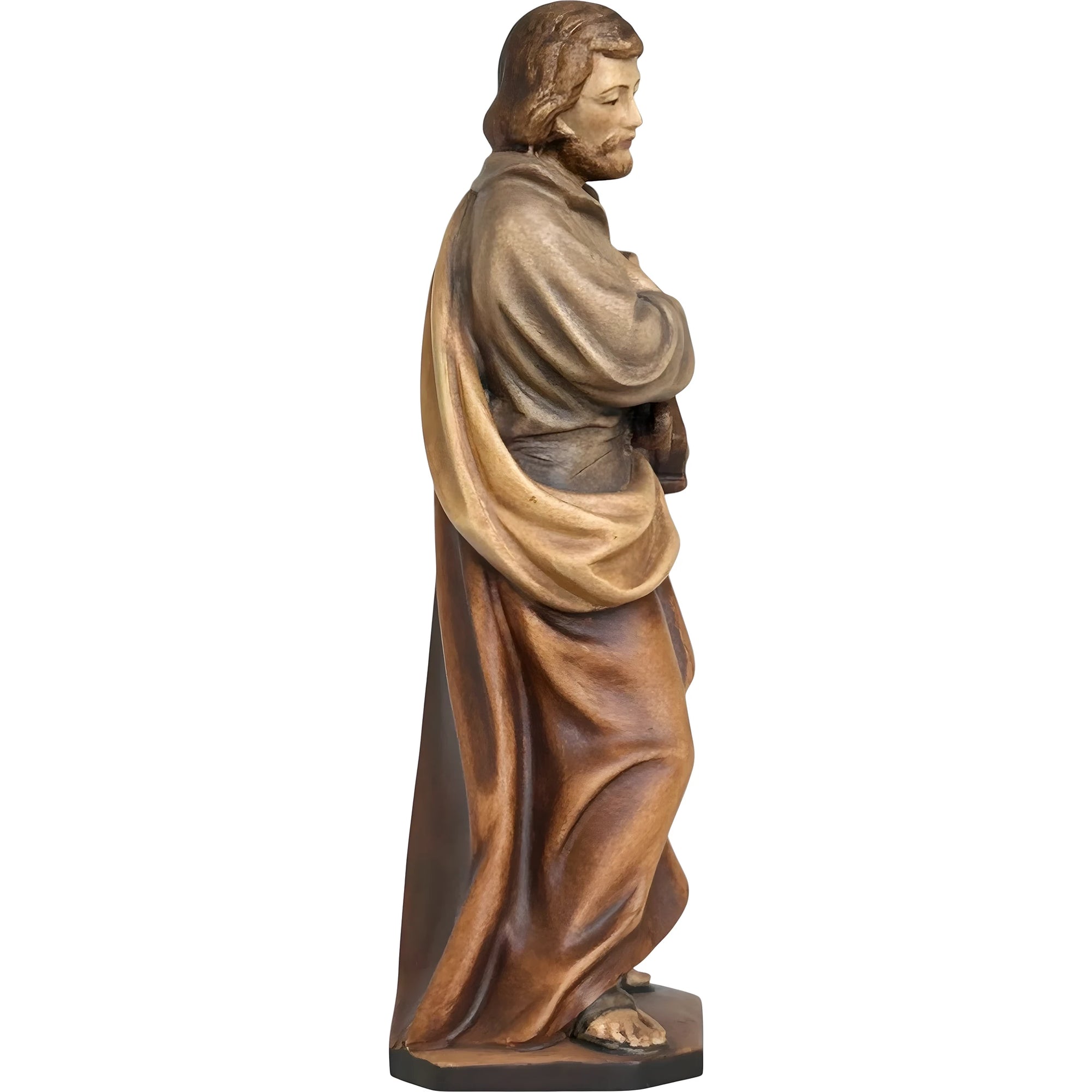 Statua in Legno di San Giuseppe Lavoratore dipinta a mano | Arte Sacra Val Gardena
