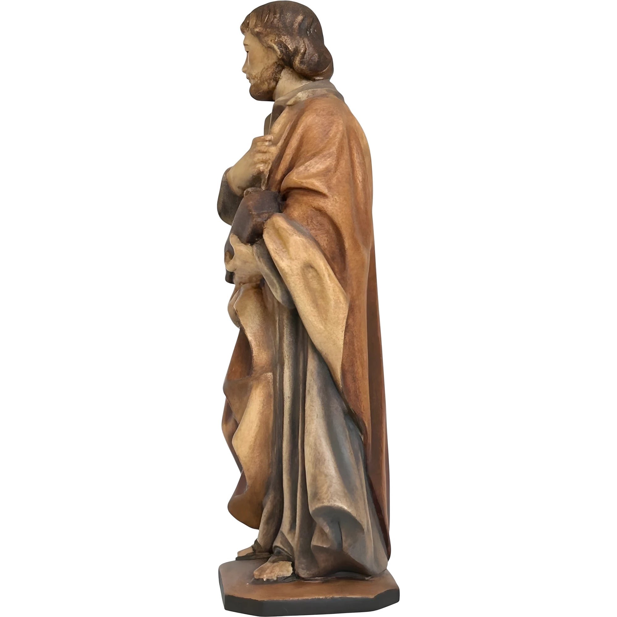 Statua in Legno di San Giuseppe Lavoratore dipinta a mano | Arte Sacra Val Gardena