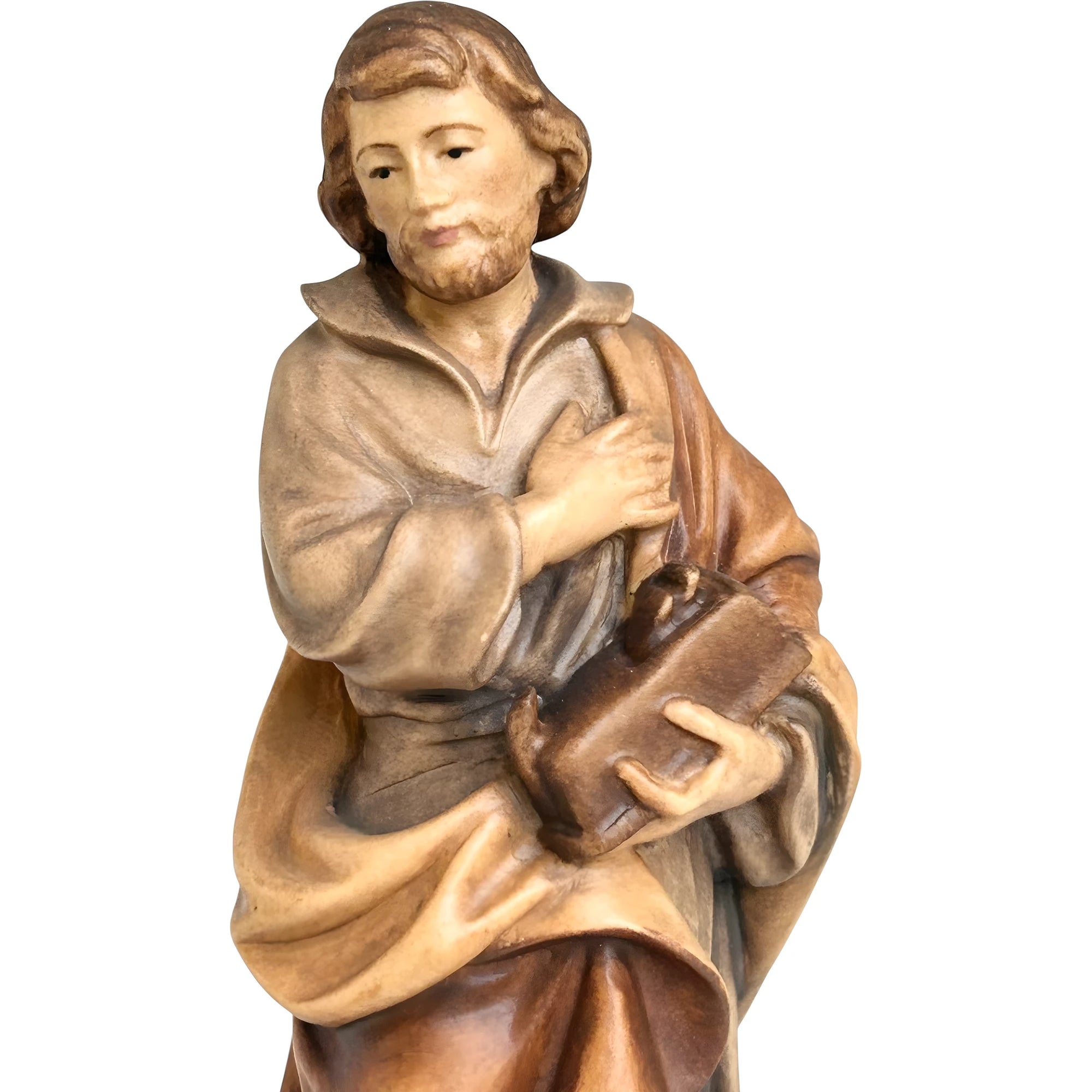 Statua in Legno di San Giuseppe Lavoratore dipinta a mano | Arte Sacra Val Gardena