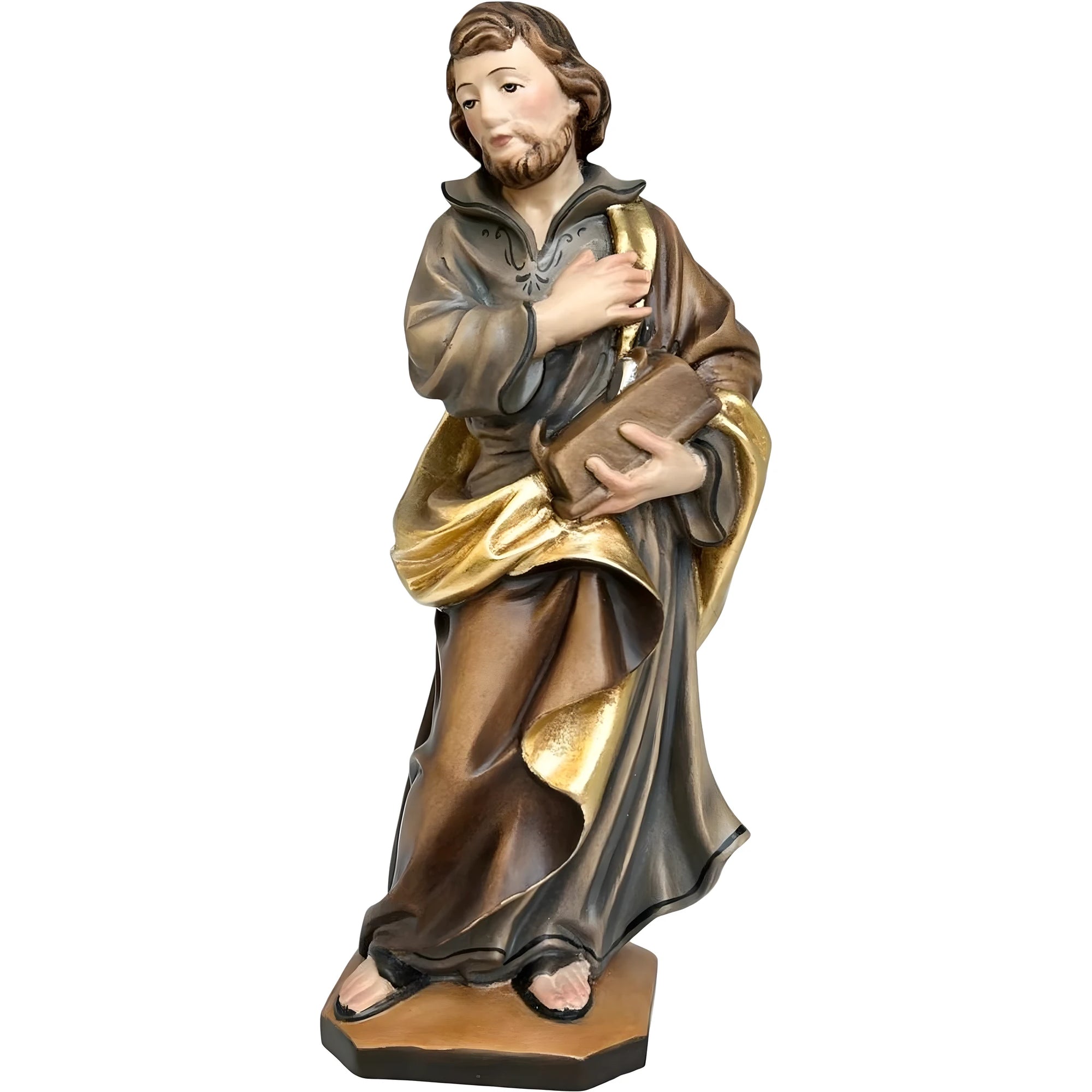 Statua in Legno di San Giuseppe Lavoratore dipinta a mano | Arte Sacra Val Gardena