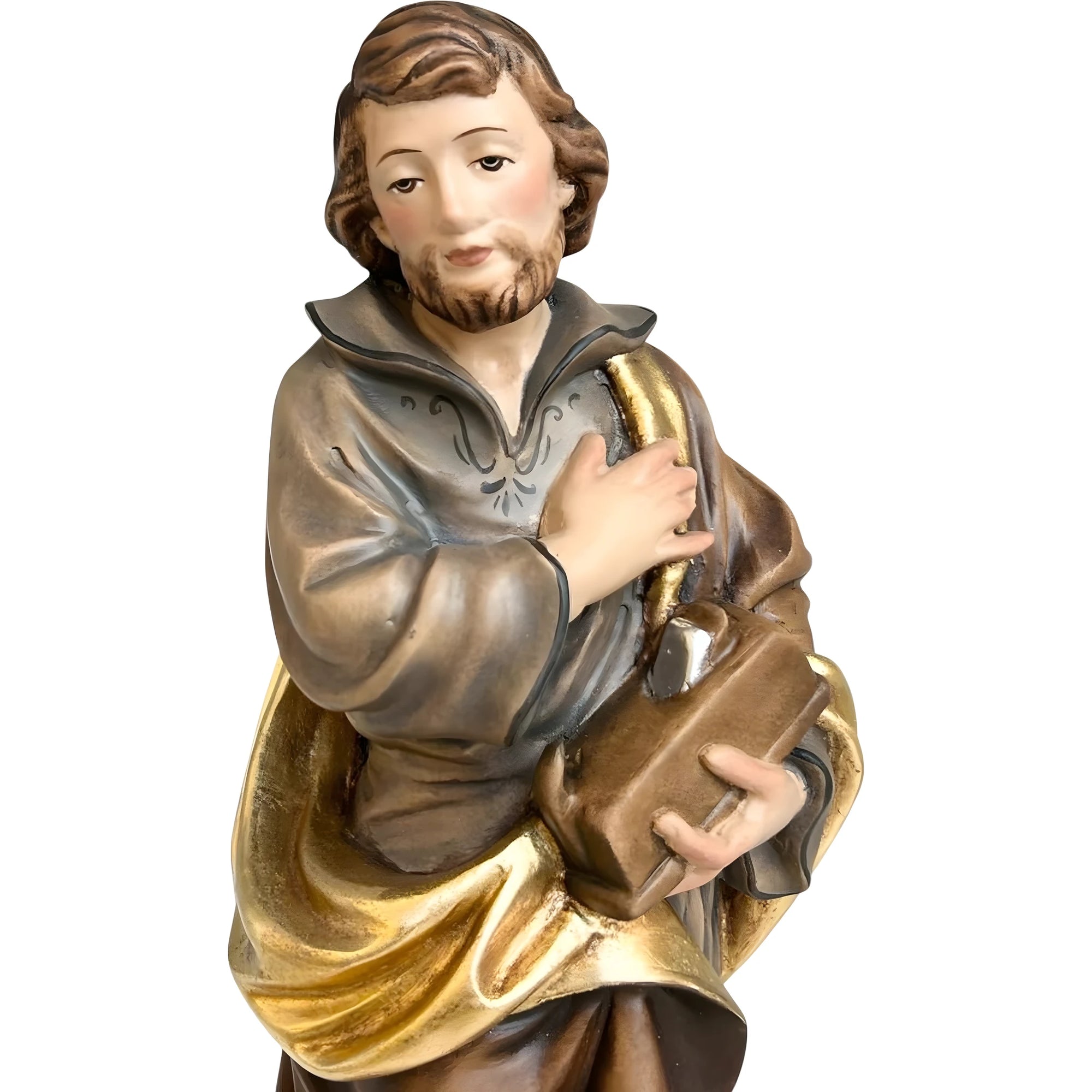 Statua in Legno di San Giuseppe Lavoratore dipinta a mano | Arte Sacra Val Gardena